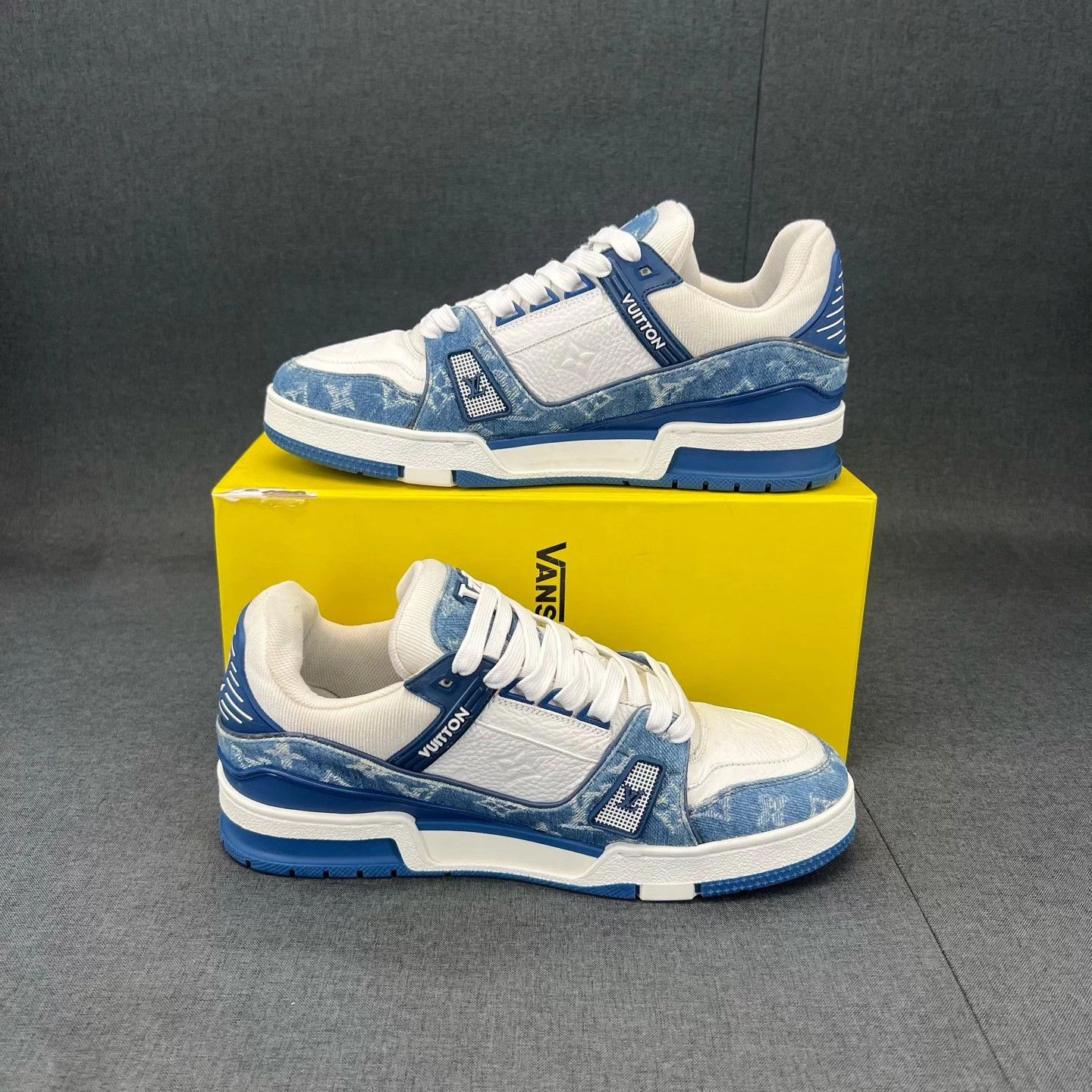 Louis Vuitton LV Trainer White Blue Denim US 7.5 New Size US 7.5 / EU 40-41 - 3 Thumbnail
