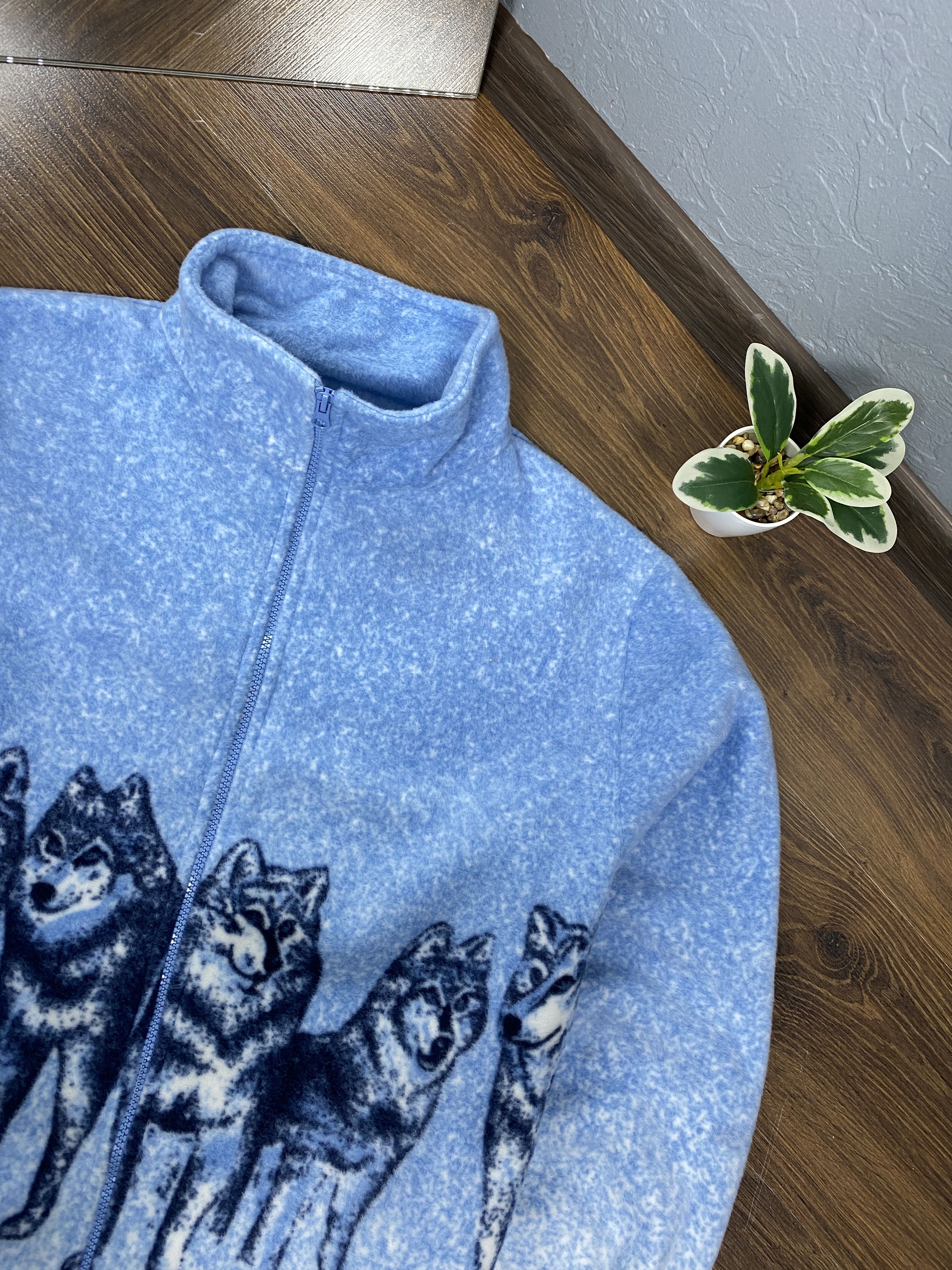 Vintage Wolf print vintage animal fleece jacket Size US XL / EU 56 / 4 - 2 Thumbnail