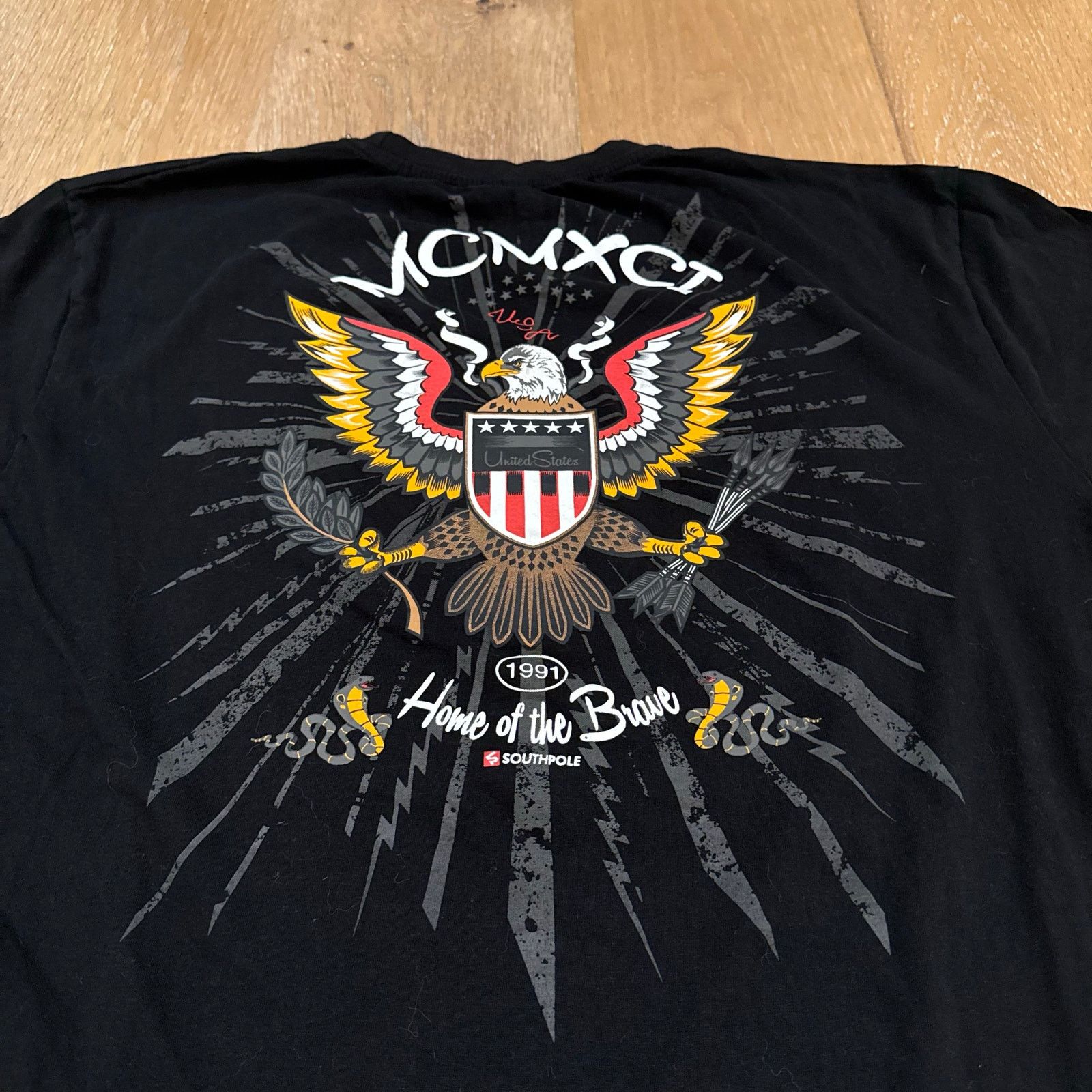 Southpole Y2K Southpole Eagle Embroidered Black T-Shirt Size US XXL / EU 58 / 5 - 3 Thumbnail