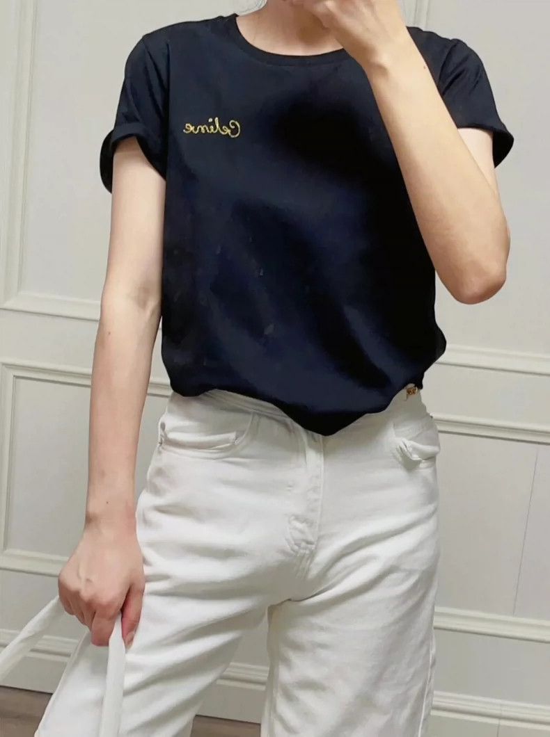 Celine Celine Black Logo Short Sleeve TShirt Size US S / EU 44-46 / 1 - 8 Thumbnail