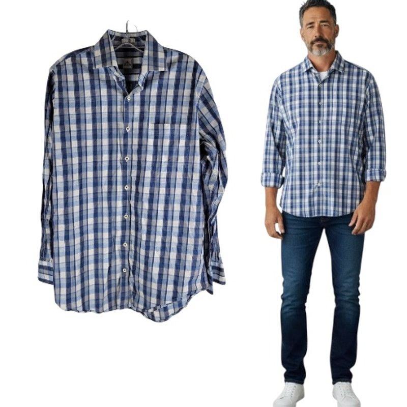 Peter Millar Peter Millar Long Sleeve Button Up Check Pattern Shirt Blue Size US M / EU 48-50 / 2 - 1 Thumbnail