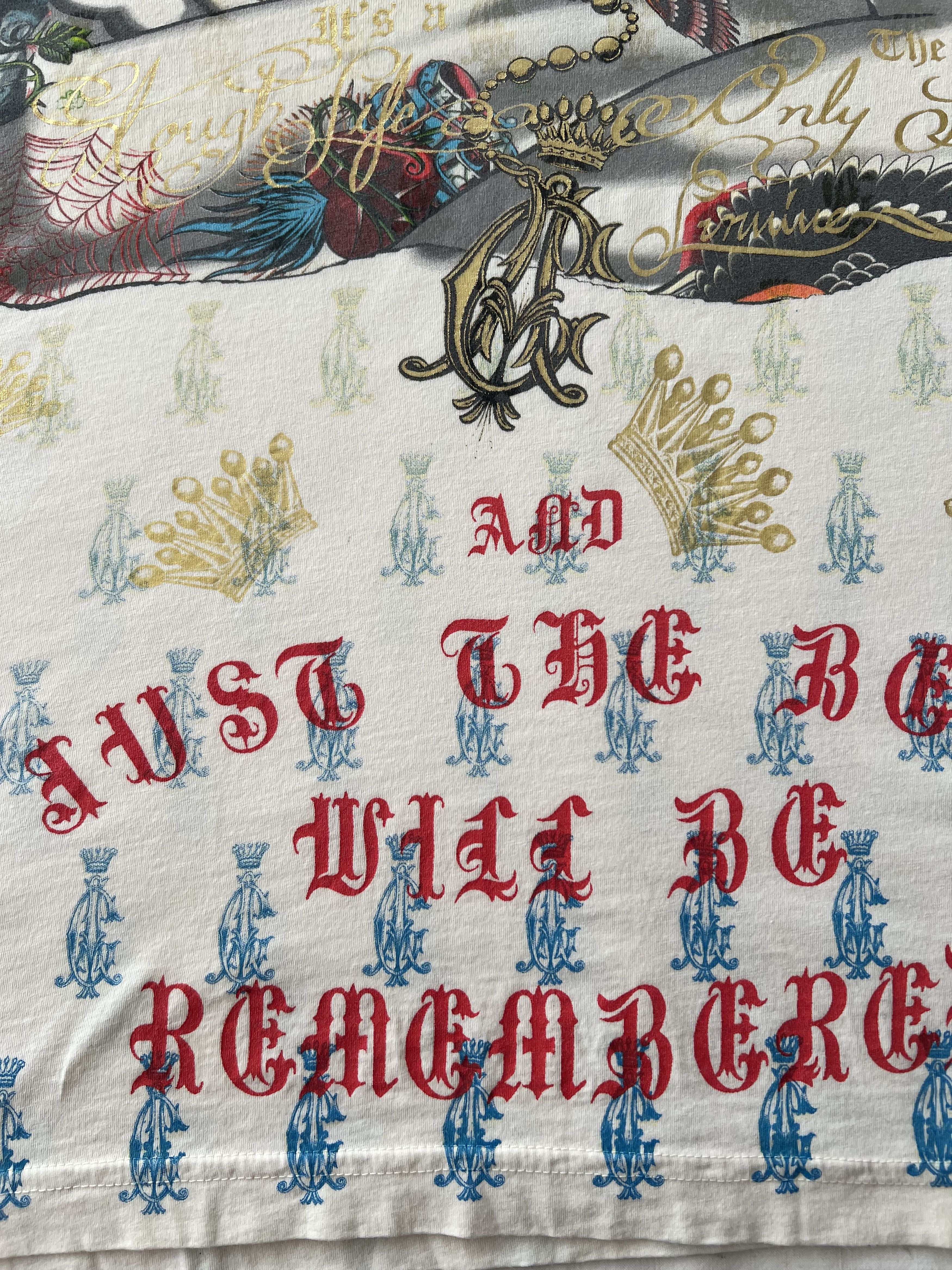 Christian Audigier Christian Audigier Ed Hardy Skull Hands Tattoo Y2k White Tee Size US L / EU 52-54 / 3 - 8 Thumbnail