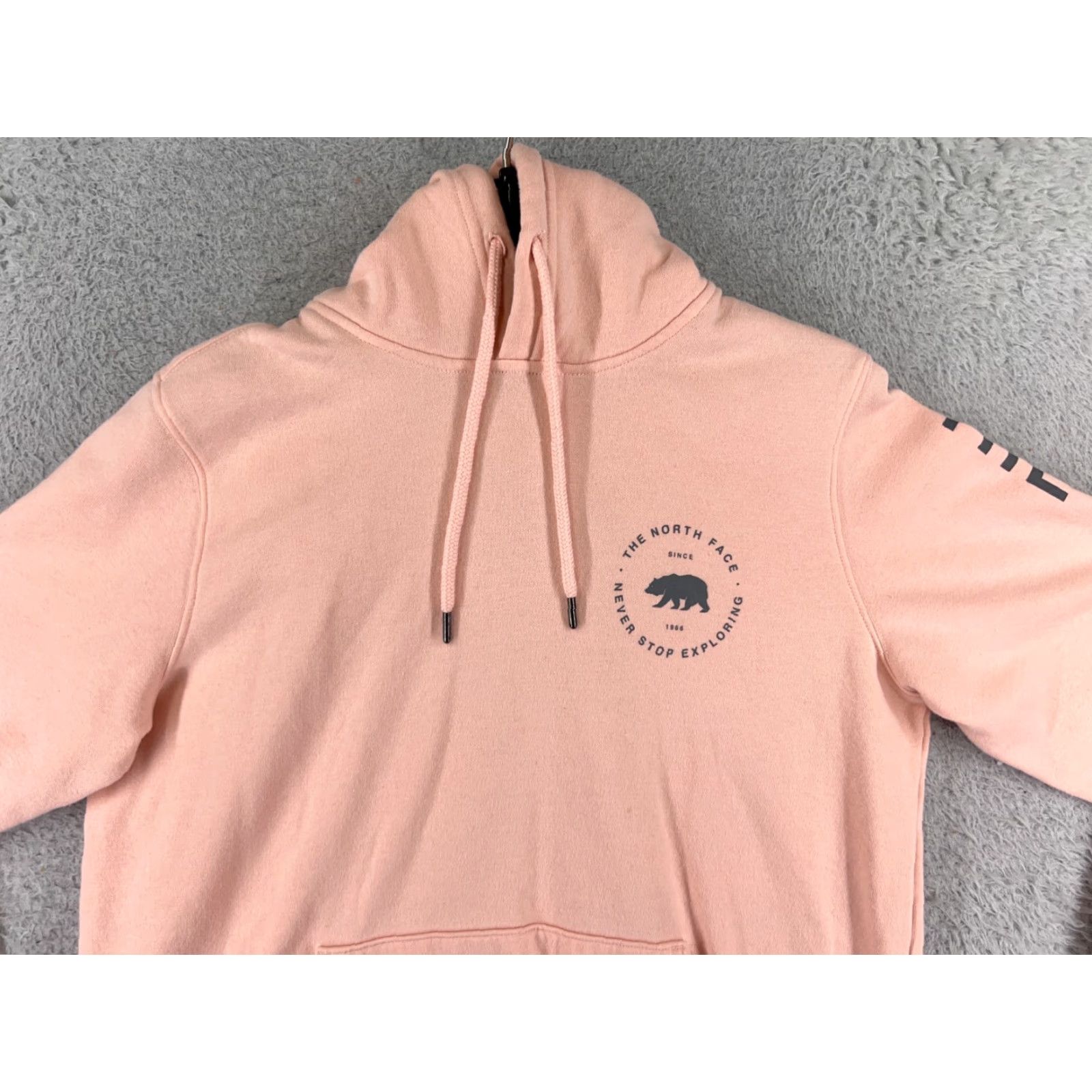 The North Face The North Face Hoodie Women's Small Pink Cotton Blend with Pockets Bear Logo Pullover Lightweight Sweatshirt - Womens S Pink Bear Pattern 90sInspired? Size S / US 4 / IT 40 - 7 Thumbnail