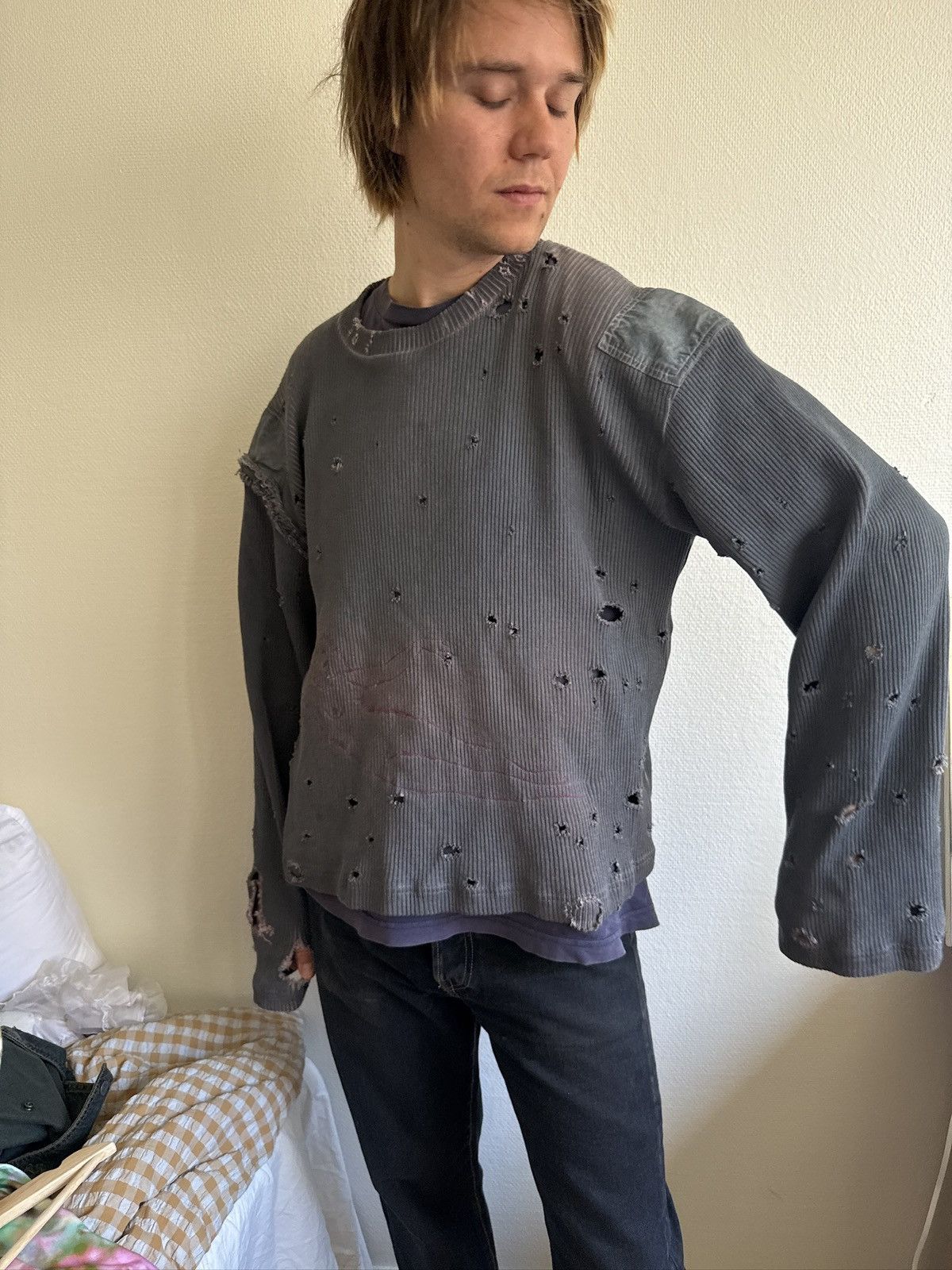 Acne Studios Acne Studios Distressed Military Sweater Size US S / EU 44-46 / 1 - 4 Thumbnail