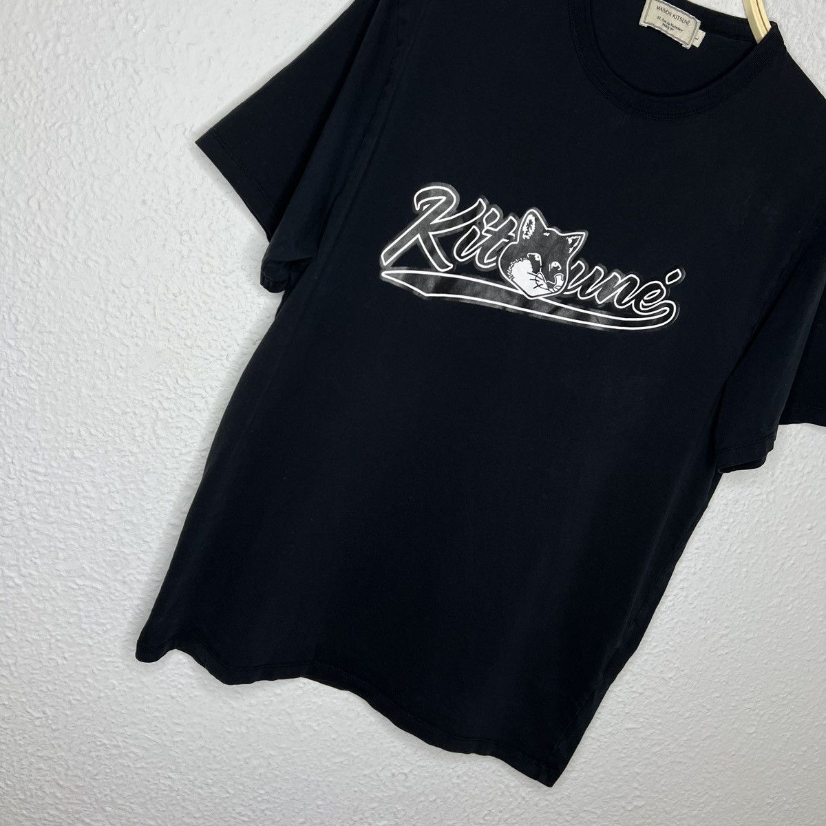 Designer × Maison Kitsune Maison Kitsune Tshirt Big Logo Fox Spellout Black Tshirt Tee Size US L / EU 52-54 / 3 - 2 Thumbnail