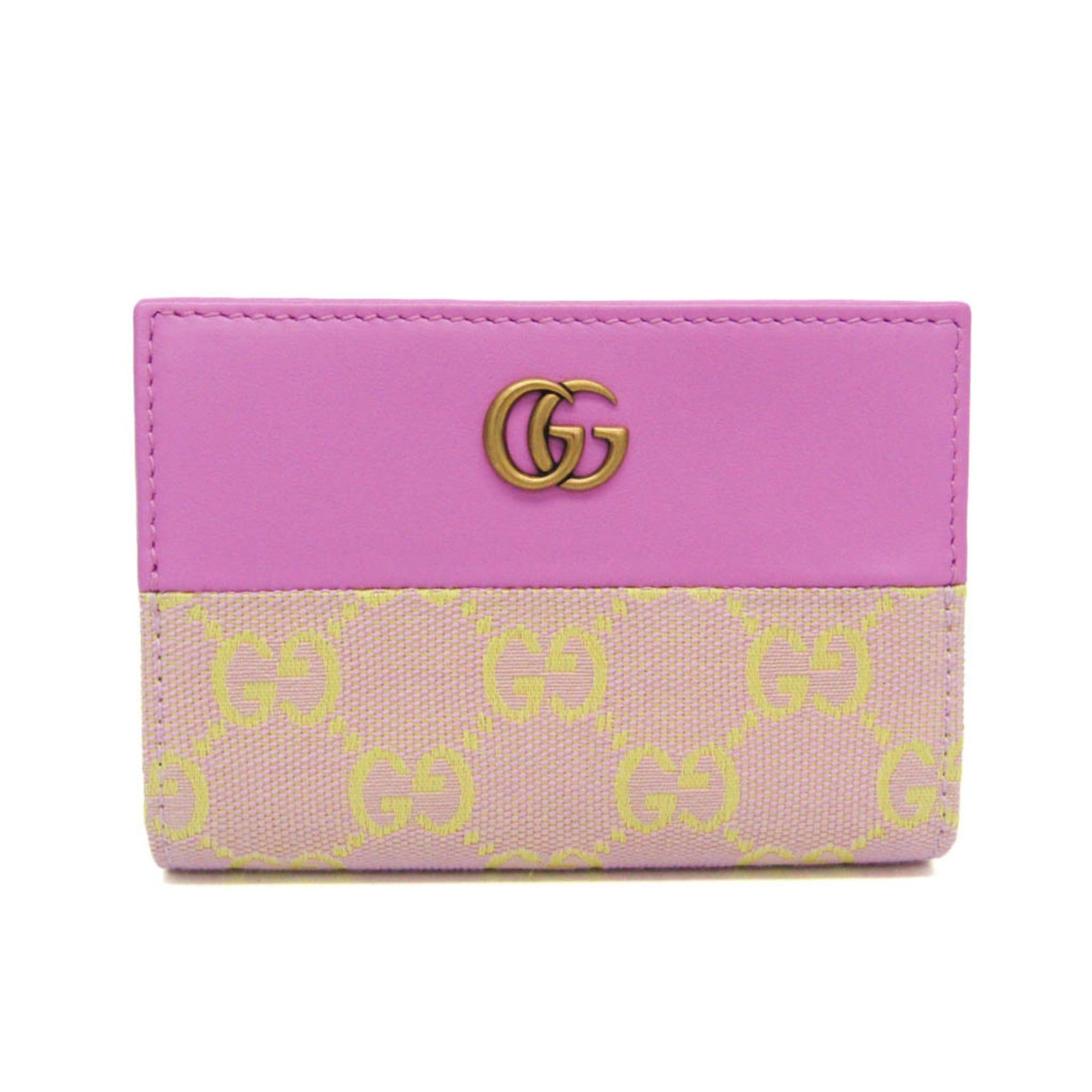 Gucci Gucci GG Canvas 783121 Women's GG Canvas,Leather Middle Wallet (bi-fold) Pink,Yellow Size ONE SIZE - 1 Thumbnail