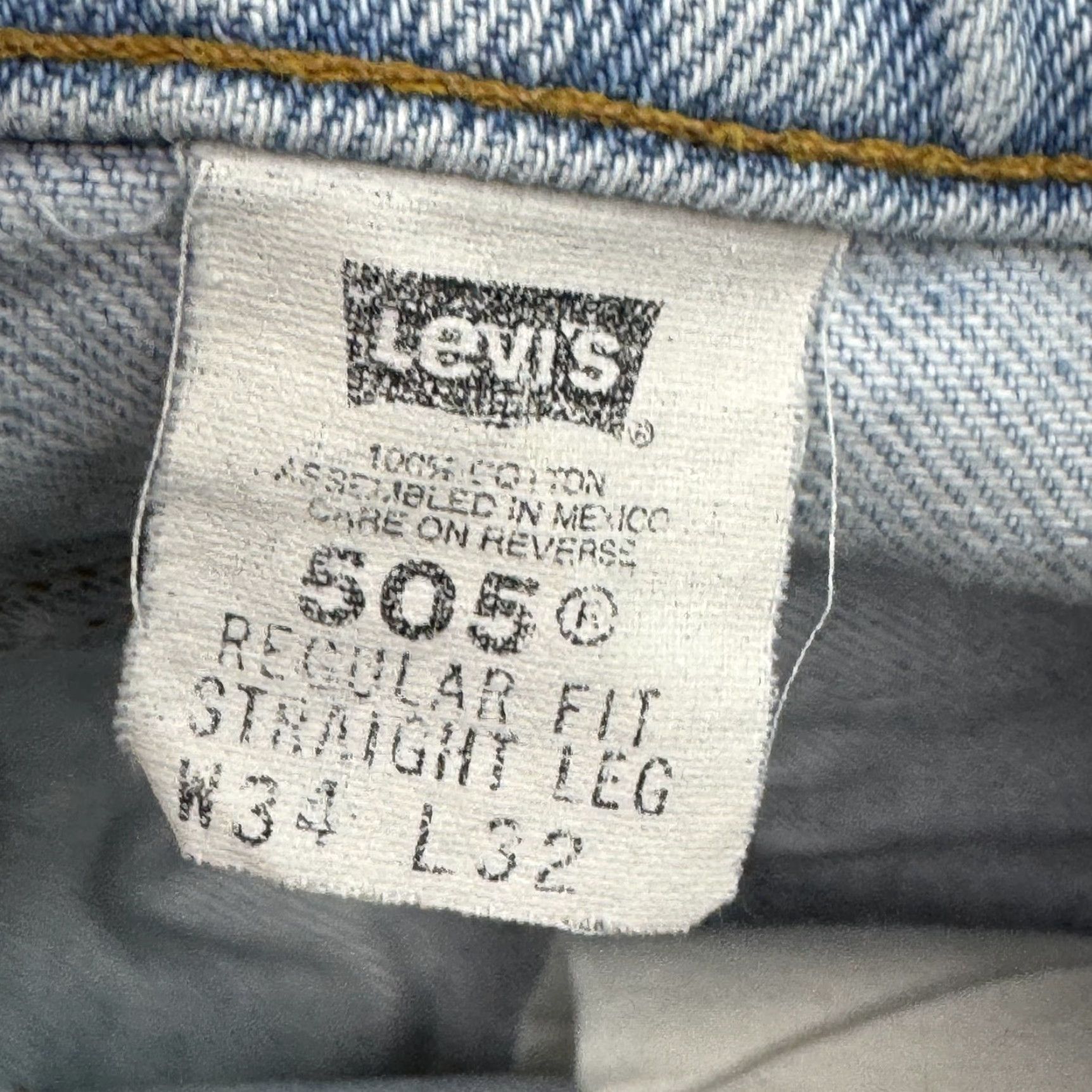 Levi's VINTAGE Levi's 505 Jeans Mens 34x30 Blue 90s Orange Tab Faded Straight 34x32 5-Pocket Denim Cotton Regular Blue Mens Jeans 90s Theme Size US 34 / EU 50 - 5 Thumbnail