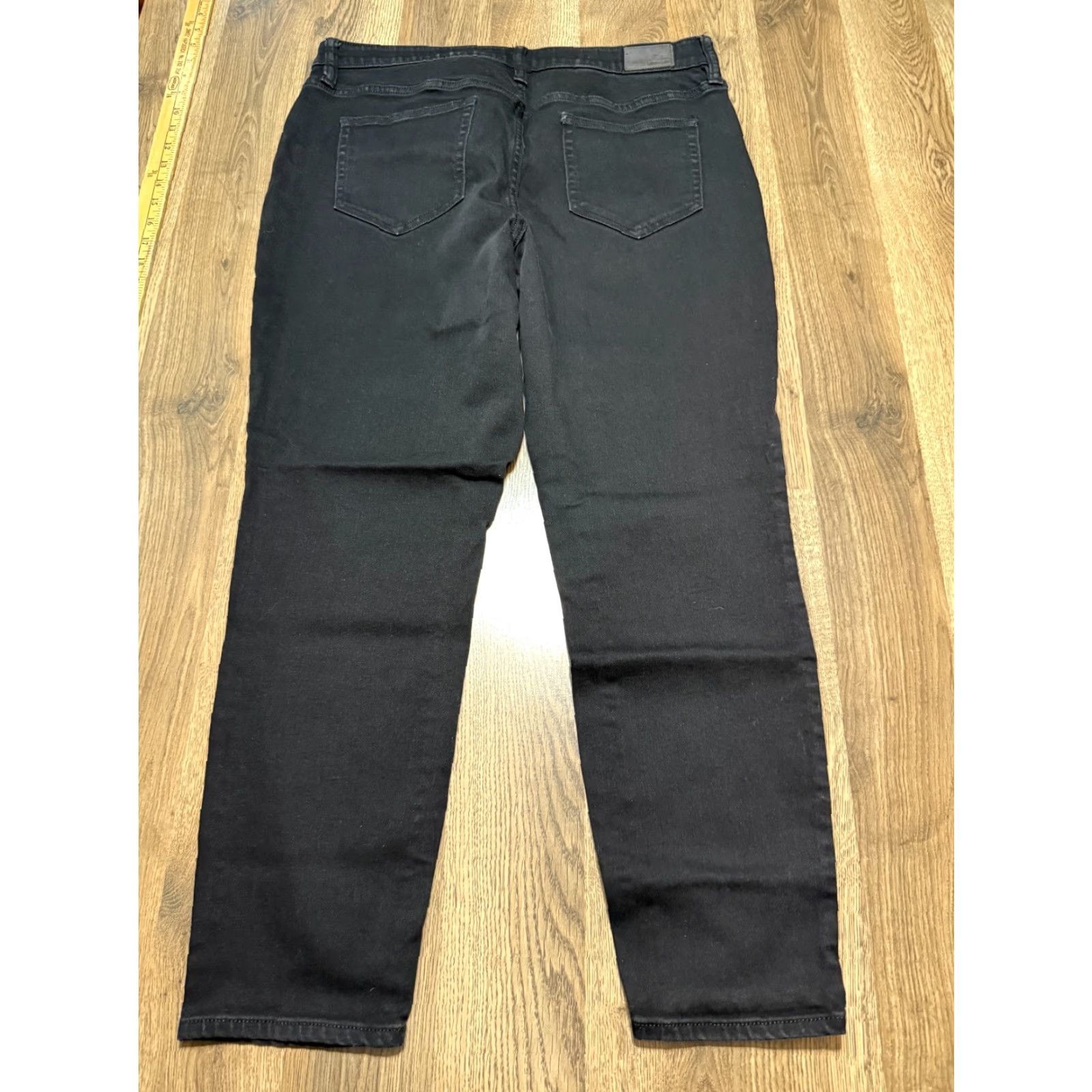 Lands' End Lands' End Jeans Women's 16 Black Denim Skinny Dark Wash High Rise Regular Size 16 5-Pocket Design Womens Size 38" / US 16 / IT 52 - 2 Thumbnail