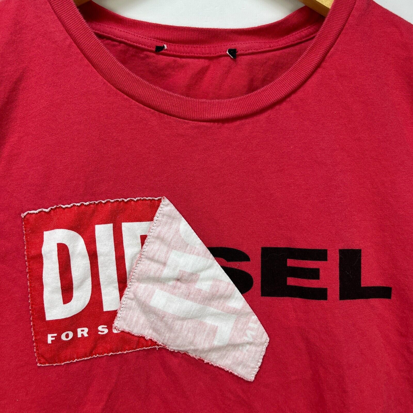 Diesel × Vintage Vintage Diesel Y2K Peeling T Shirt Womens XL Red Size XL / US 12-14 / IT 48-50 - 3 Thumbnail
