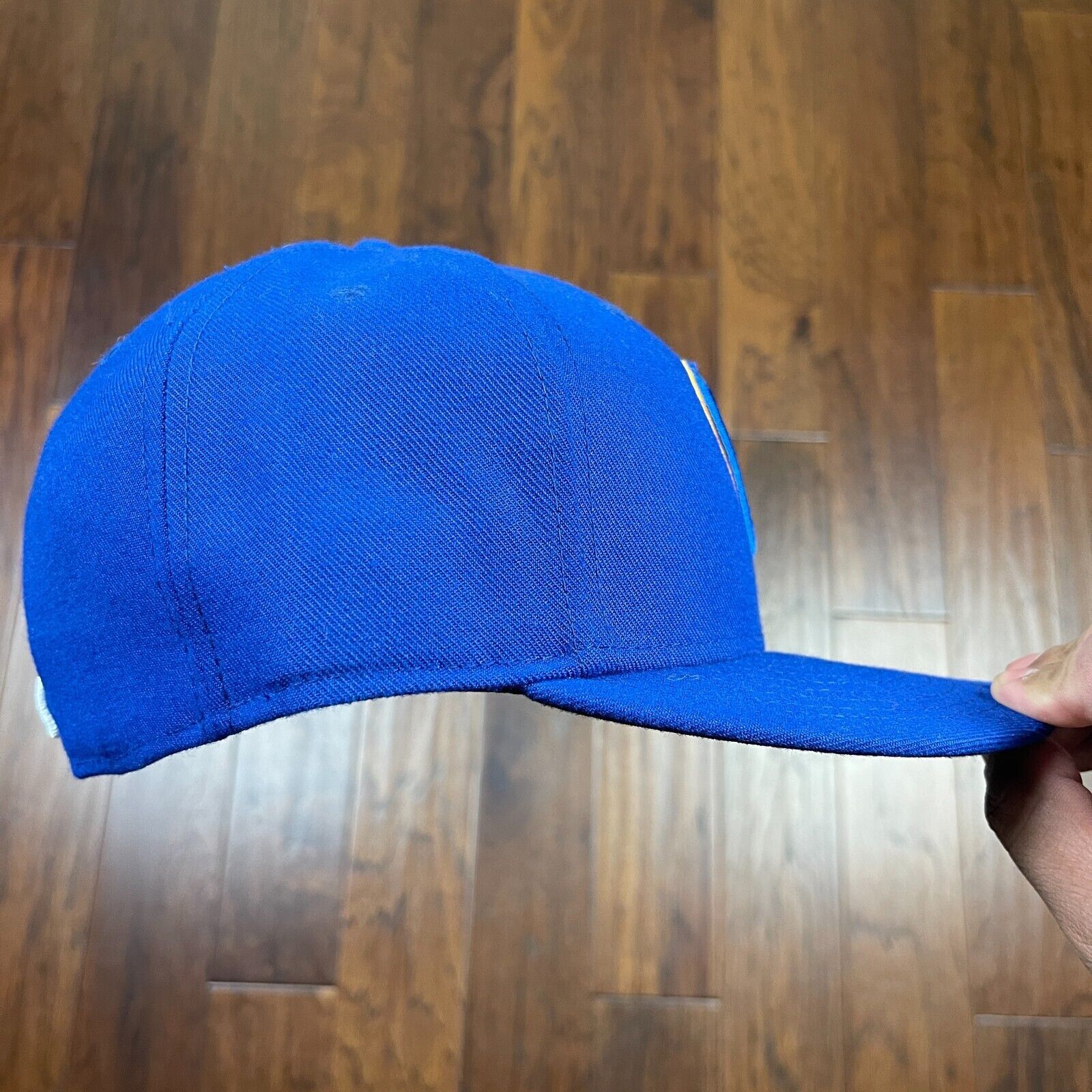 New Era Milwaukee Brewers Blue Yellow New Era Fitted Hat size 7 3/8 Size ONE SIZE - 5 Thumbnail