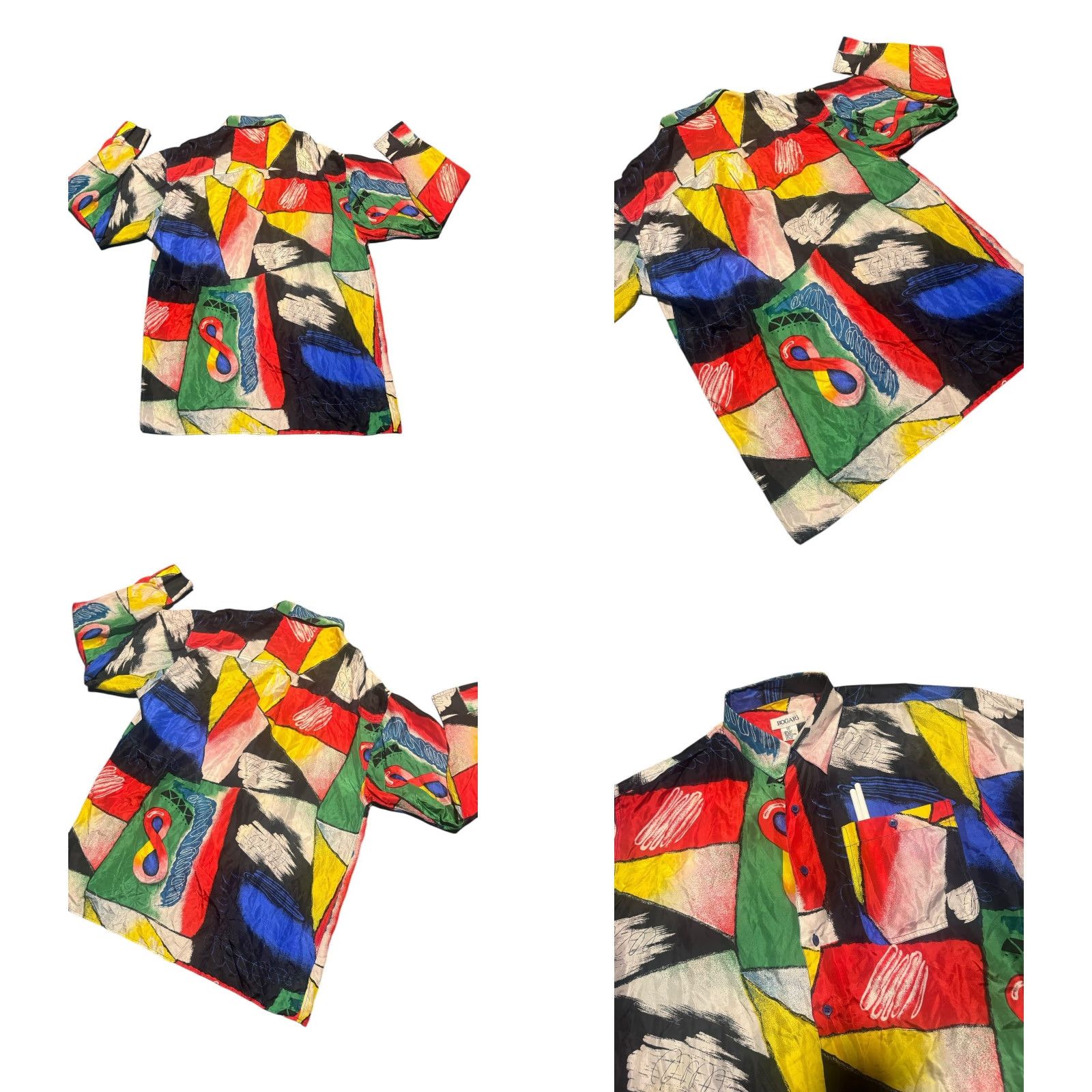 Vintage VINTAGE Bogari Abstract Button Up 100% Silk Shirt Long Sleeve Multi Size M Size M / US 6-8 / IT 42-44 - 8 Thumbnail