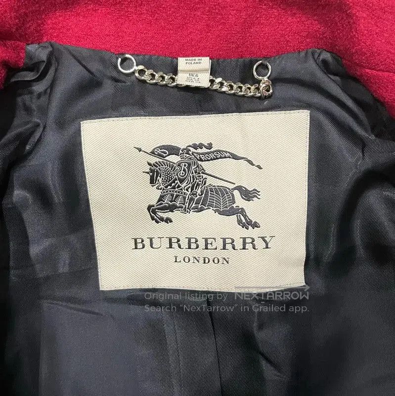 Burberry Burberry Red Wool Long Coat for Women. Size S / US 4 / IT 40 - 4 Thumbnail