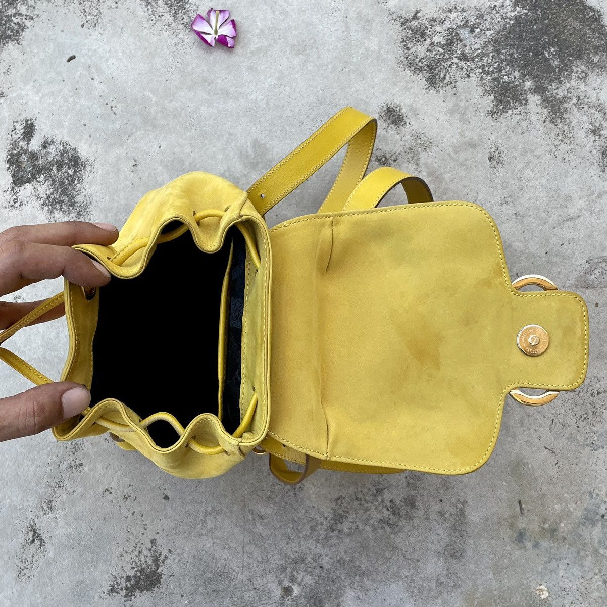 Salvatore Ferragamo Salvatore Ferragamo Yellow Suede Gancini Backpack Size ONE SIZE - 10 Thumbnail