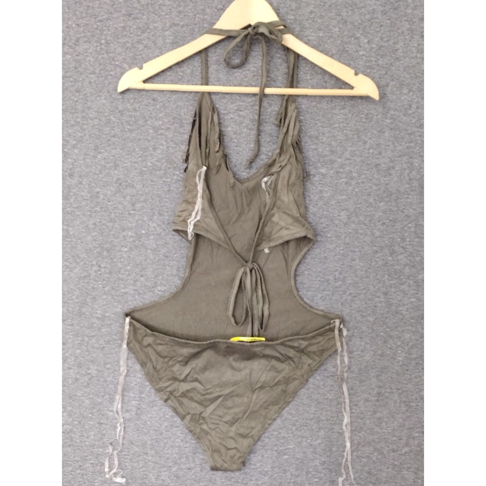 Olive Codigo Fringe Bodysuit Women's Olive Gray Color Size L - Adult Ladies - One Piece - Fringe Accents - Polyester Spandex - Black? Wait. Size L / US 10 / IT 46 - 2 Thumbnail