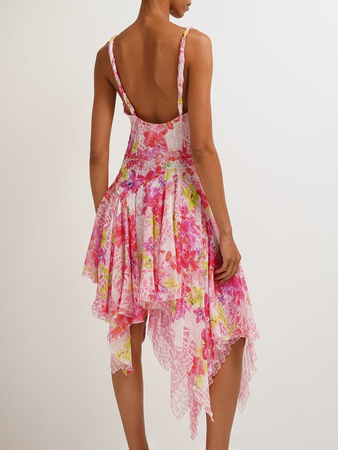 Versace o1y0226 Silk Midi Dress in Multicolor Size S / US 4 / IT 40 - 4 Thumbnail