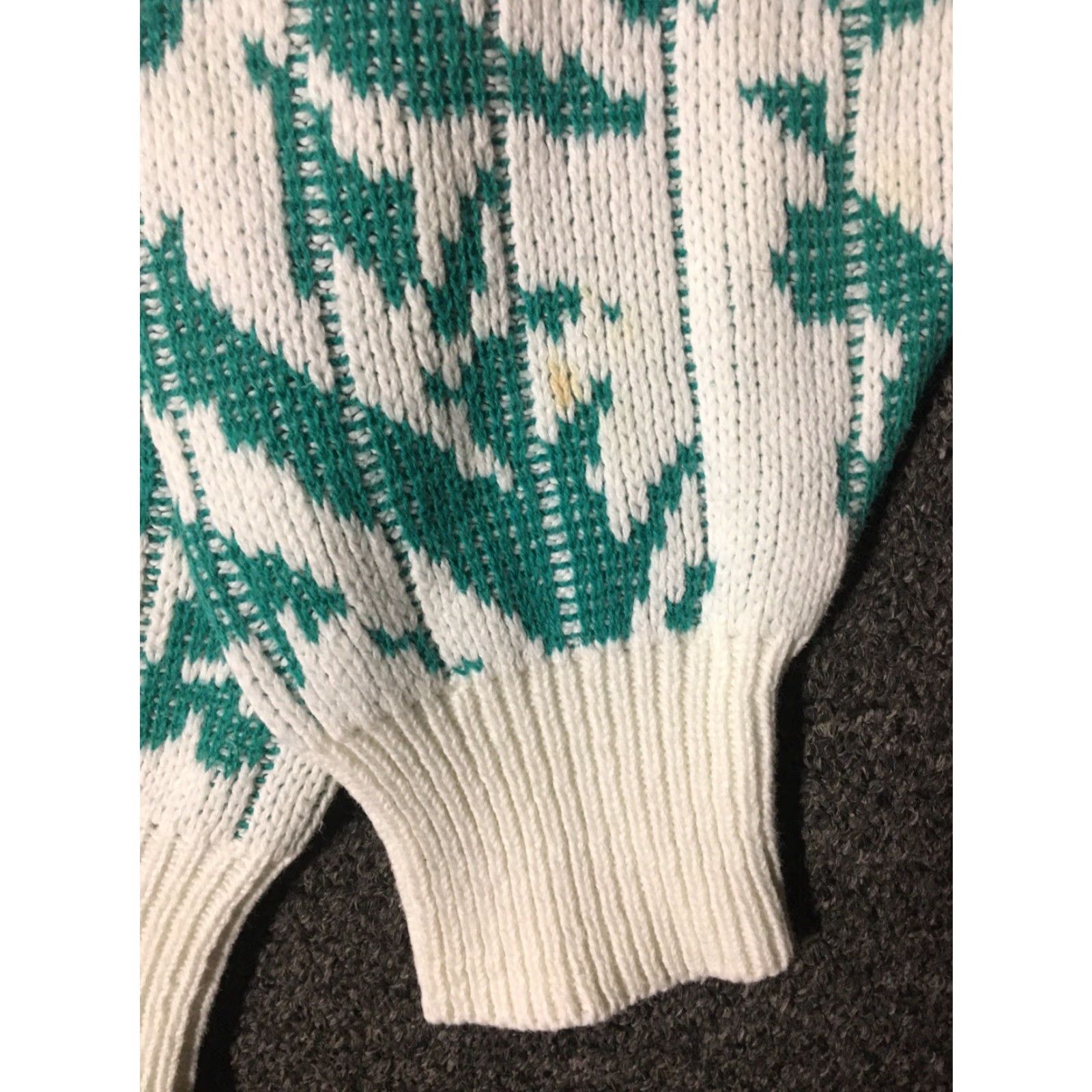 Vintage VINTAGE 90s Abstract Knit Sweater Women L Green USA Flower Art 80s 90s Heart Pullover Size L / US 10 / IT 46 - 3 Thumbnail