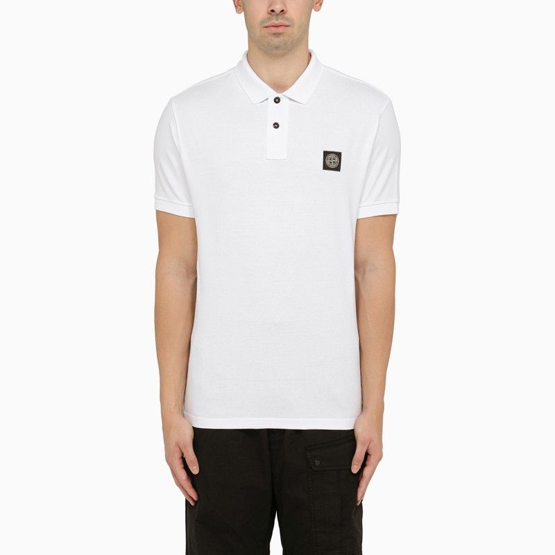 Stone Island Stone Island White Short-Sleeved Polo Shirt With Logo ...