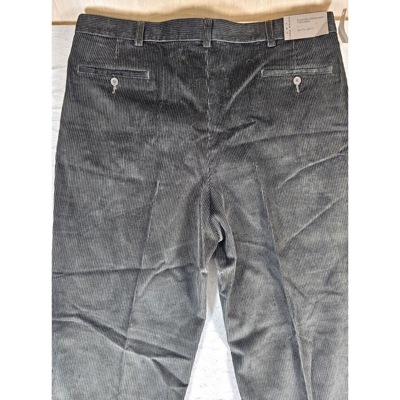 Eddie Bauer VINTAGE Eddie Bauer Corduroy Pants Mens 40x32 Pleated Cuffed Y2K Olive 90s Size US 40 / EU 56 - 5 Thumbnail