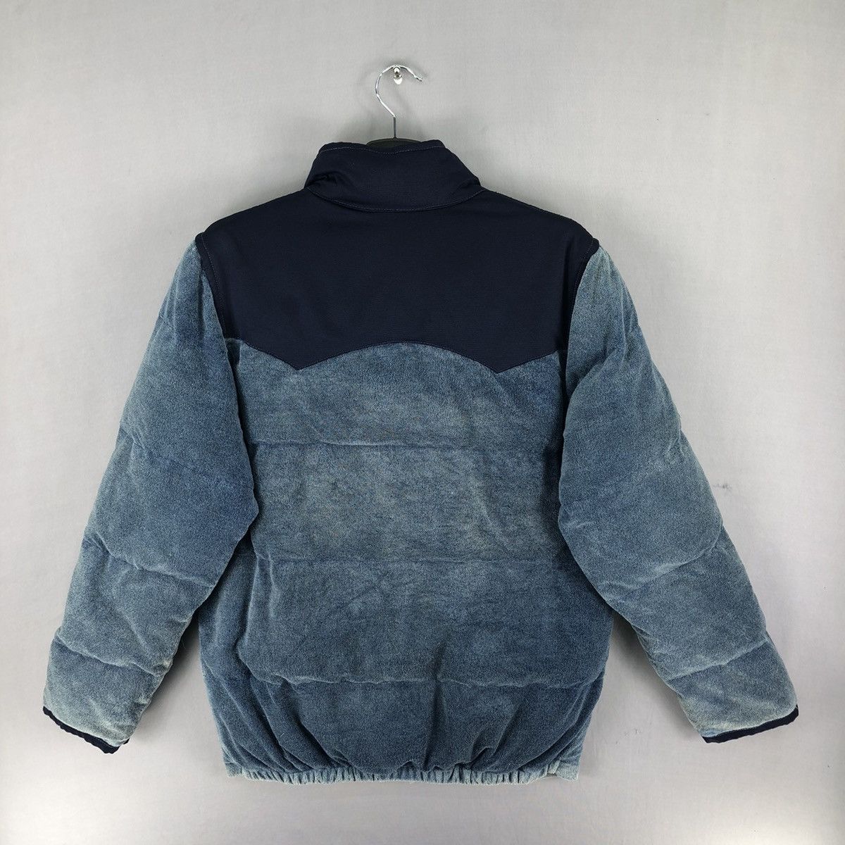Japanese Brand Puffer Jacket Thrashed Fade Blue Indigo by Bayflow Size US M / EU 48-50 / 2 - 4 Thumbnail