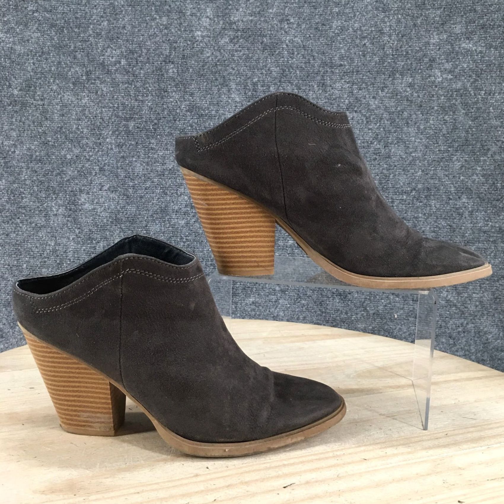 Dolce Vita DV Dolce Vita Boots Womens 8.5 Casual Slip On Low Ankle Bootie Grey Fabric Heels - Boot Womens 8.5 Gray Fabric Slip On Ankle Heel Shoes DV Dolce Vita Size US 9 / IT 39 - 2 Thumbnail