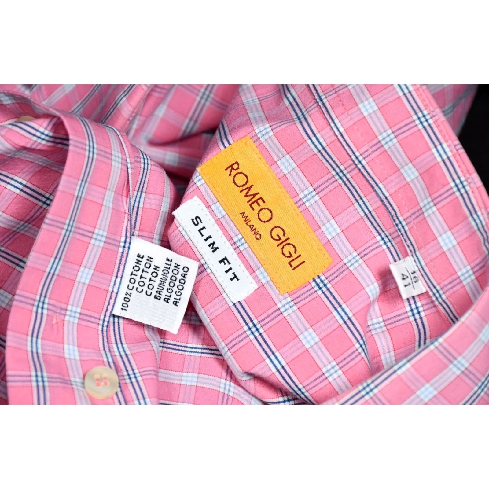Romeo Gigli ROMEO GIGLI MILANO Shirt Slim Men's Pink Long Sleeve Button-Up 16/41 Size US L / EU 52-54 / 3 - 5 Thumbnail