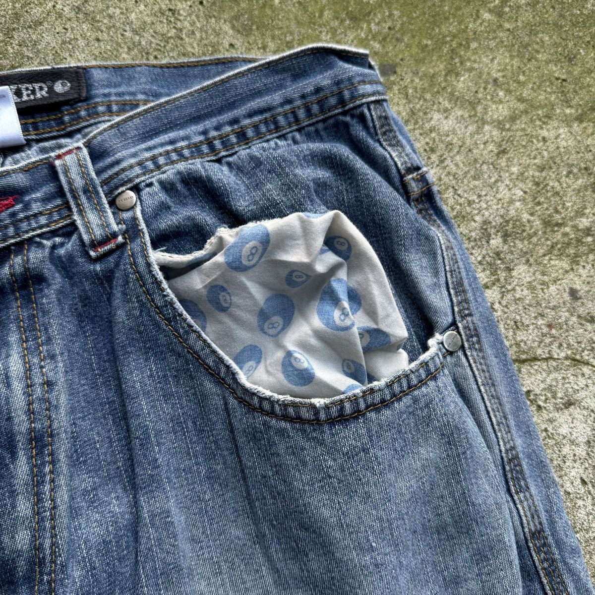Vintage Thrashed Faded Distressed Baggy Wide Skater Jeans ERD Grunge Size US 33 - 14 Thumbnail