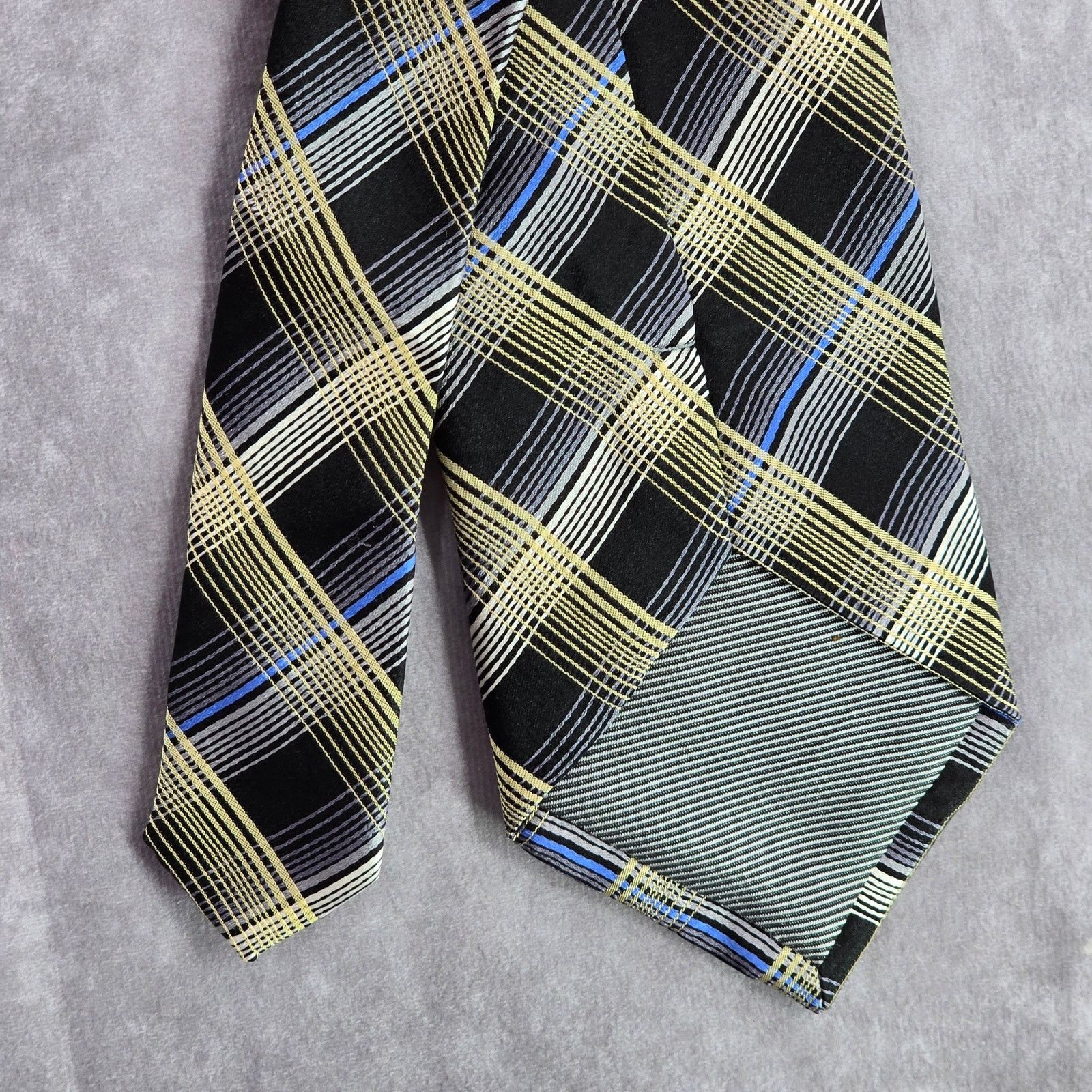 Other Bruno Marchesi Black Blue Gold Plaid Tartan Silk Neck Tie Size 30 - 6 Thumbnail