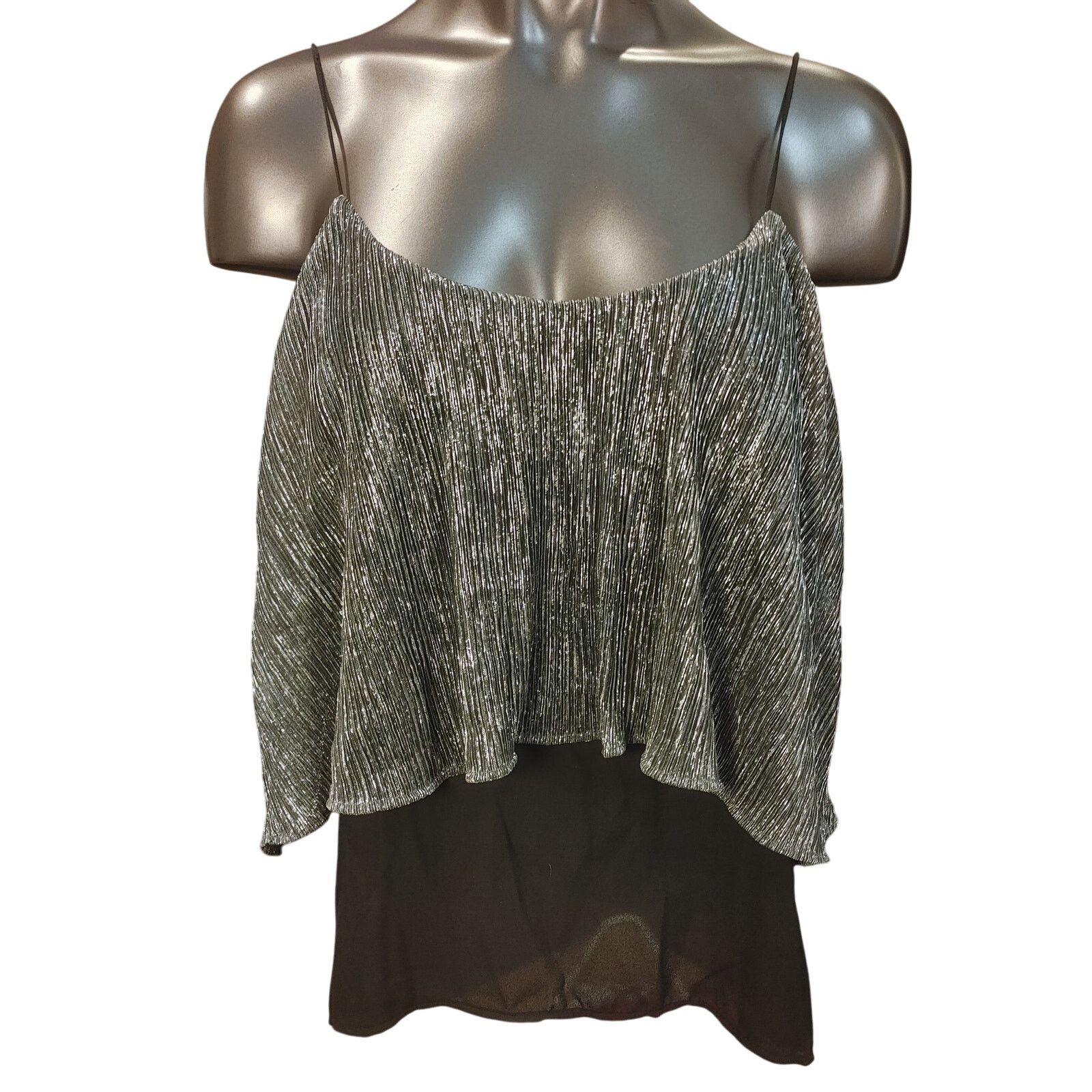 Other Paper Crane Womens L Silver Metallic Layered Sleeveless Tank Size L / US 10 / IT 46 - 1 Thumbnail