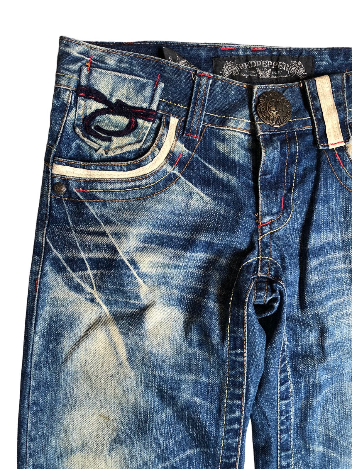 Japanese Brand Red Pepper wide leg flared blue wash denim pants Size US 32 / EU 48 - 4 Thumbnail