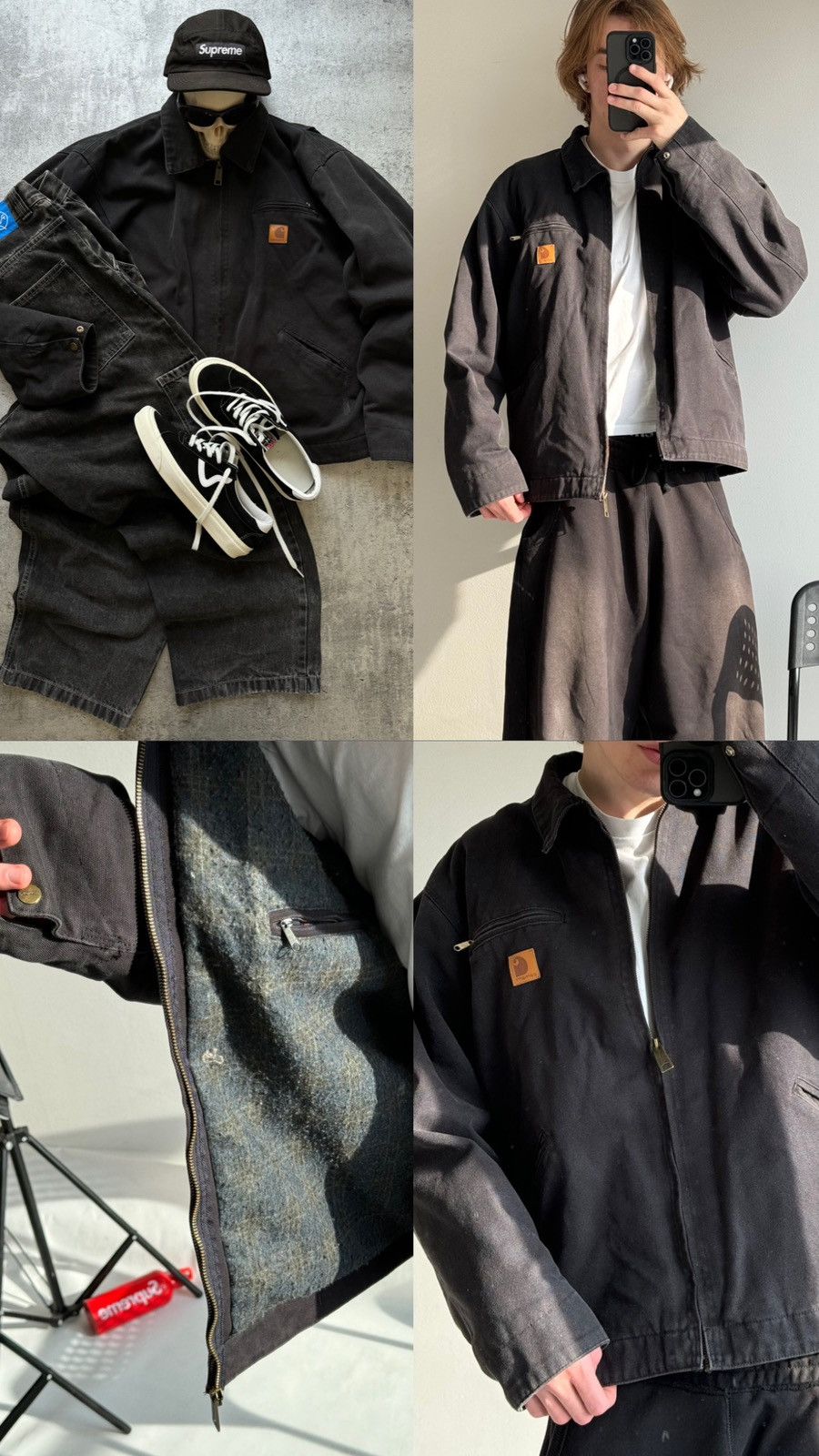 Carhartt × Vintage Vintage Carhartt Detroit jacket Black 90s Archive Zip Up Size US L / EU 52-54 / 3 - 19 Thumbnail