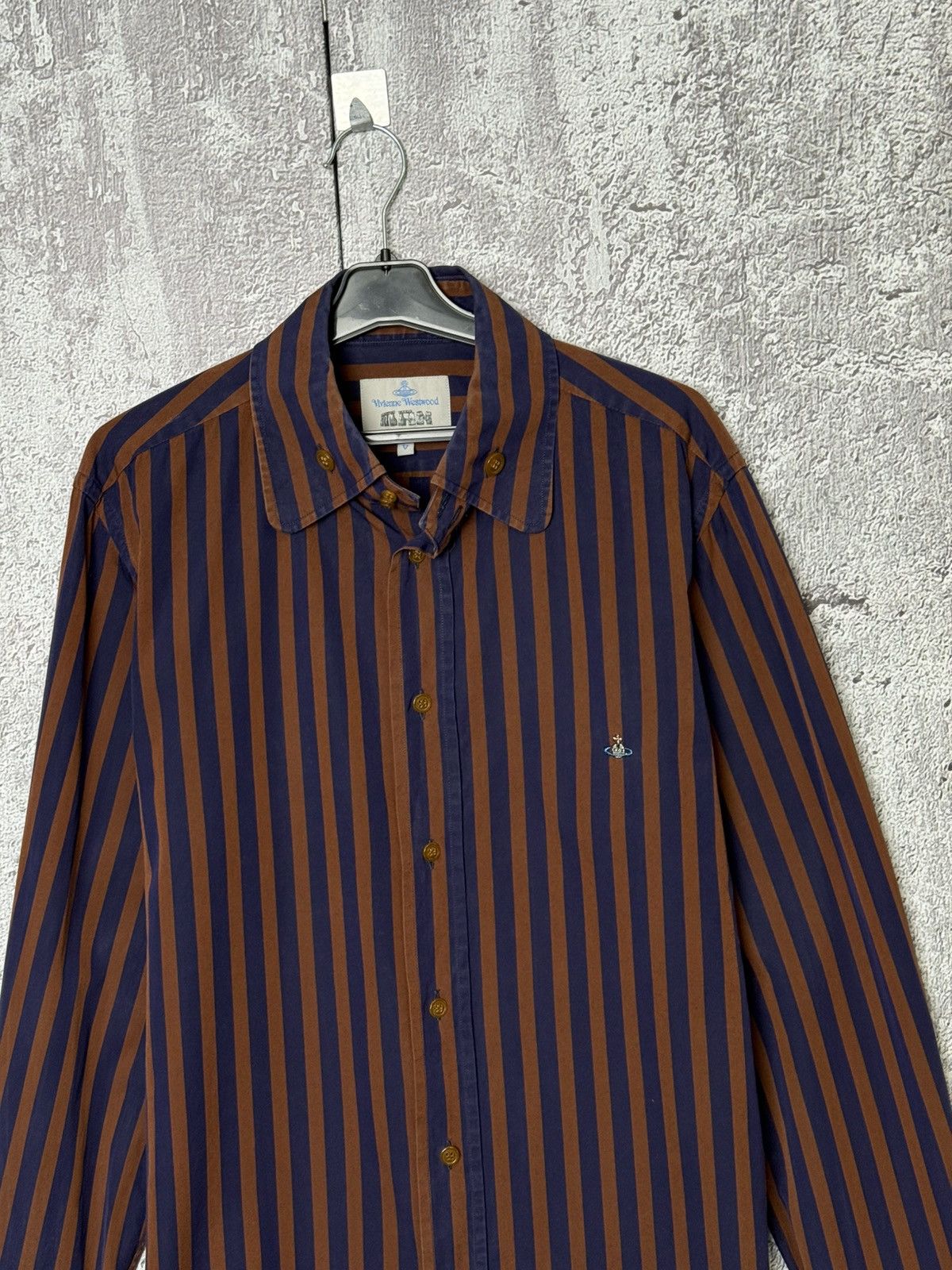 Vivienne Westwood Vivienne Westwood Striped Button Shirt Orb Logo Long Sleeve Size US XL / EU 56 / 4 - 2 Thumbnail