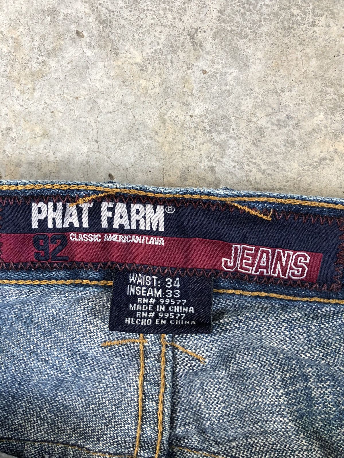 Phat Farm Phat Farm Embroidered Logo Baggy Jeans hip hop Distresed Size US 33 - 14 Thumbnail