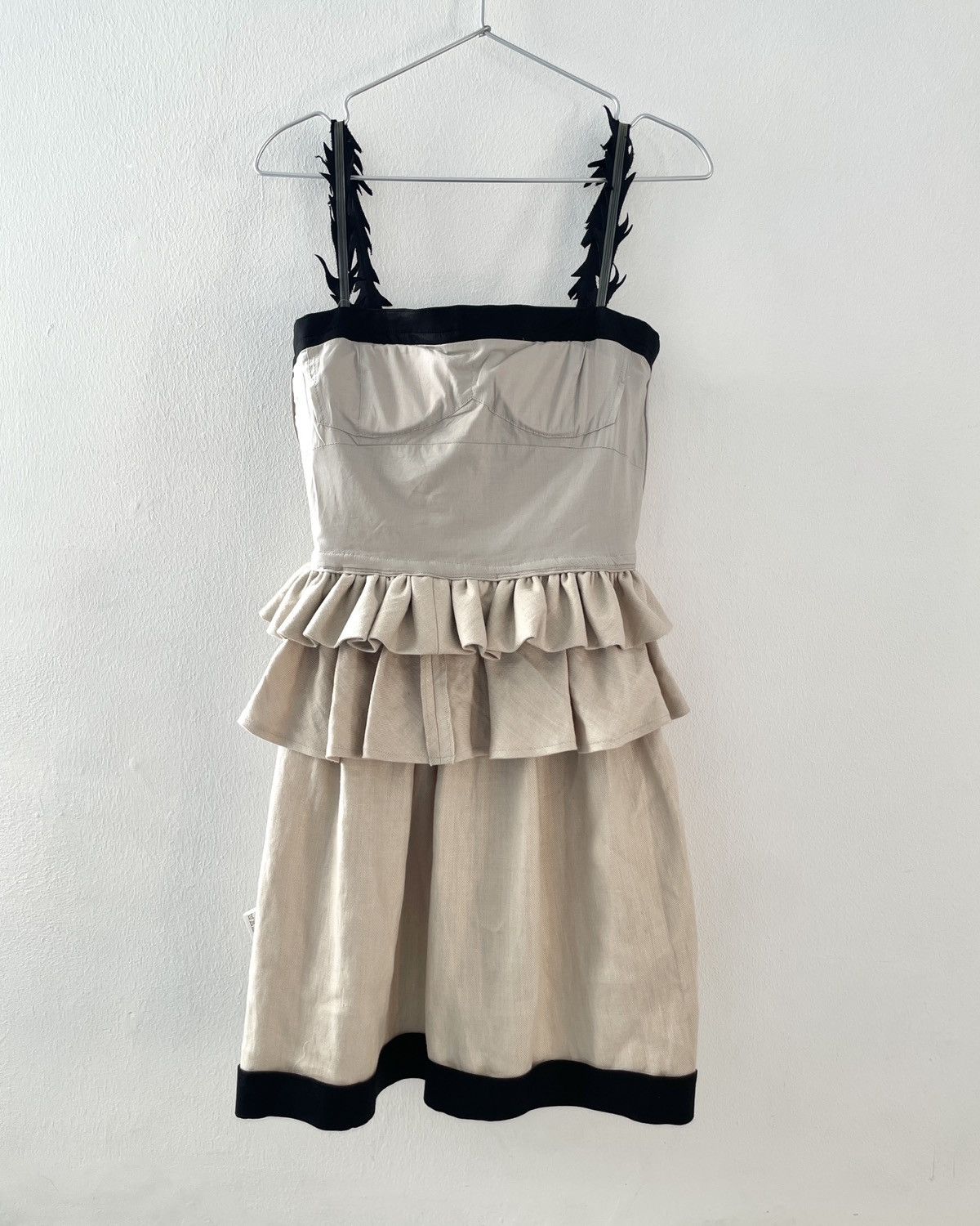 Undercover Undercover Sleeveless Linen Dress with Black Silk-Blend Trim Size S / US 4 / IT 40 - 5 Thumbnail
