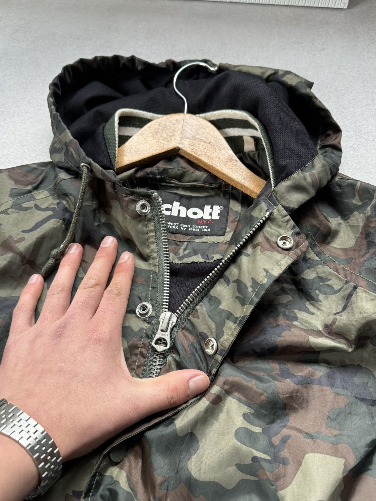 Schott Schott NYC Camouflage Hooded Jacket Men’s Camo Zip Up Size US S / EU 44-46 / 1 - 11 Thumbnail