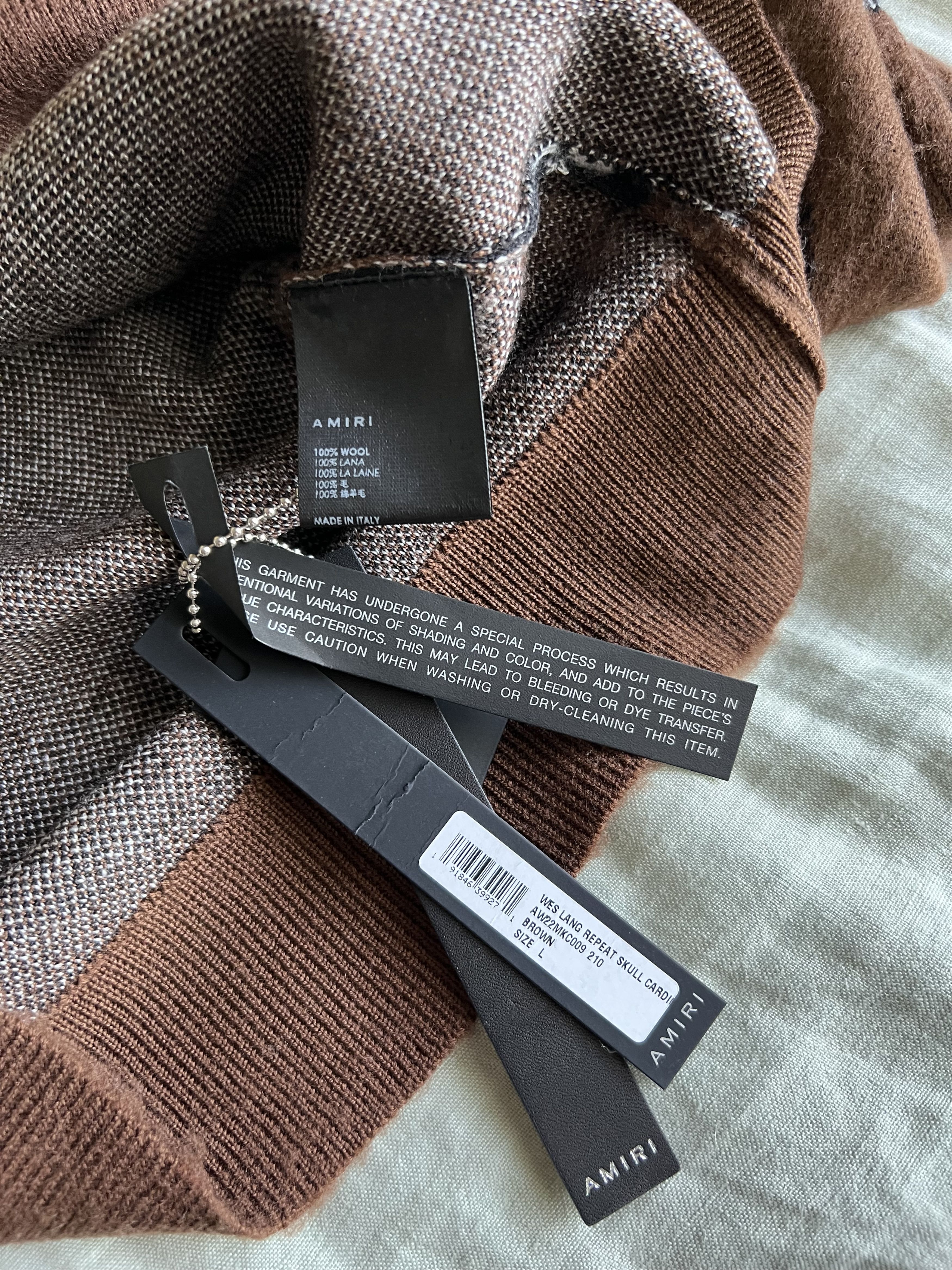 Amiri × Wes Lang Amiri Wes Lang Repeat Skull Cardigan in Brown Size US L / EU 52-54 / 3 - 10 Thumbnail