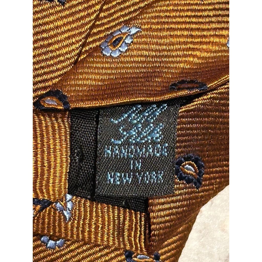 Allen Edmonds Allen Edmonds Men's Print Silk Necktie in Copper/Blue Size ONE SIZE - 3 Thumbnail
