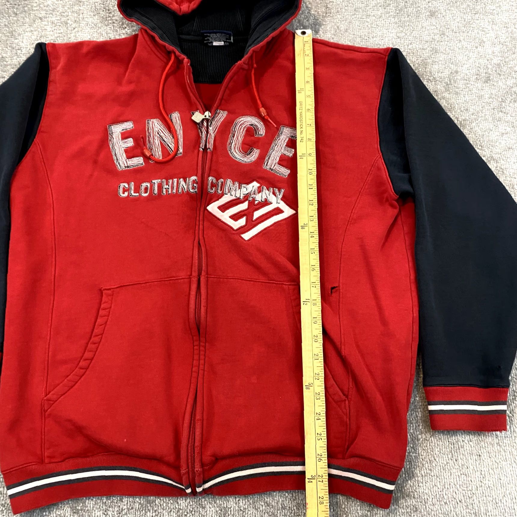 Enyce ENYCE Jacket Men Large Red Black Zip Hoodie Full Zip Skate Retro Streetwear Y2K Size US L / EU 52-54 / 3 - 4 Thumbnail
