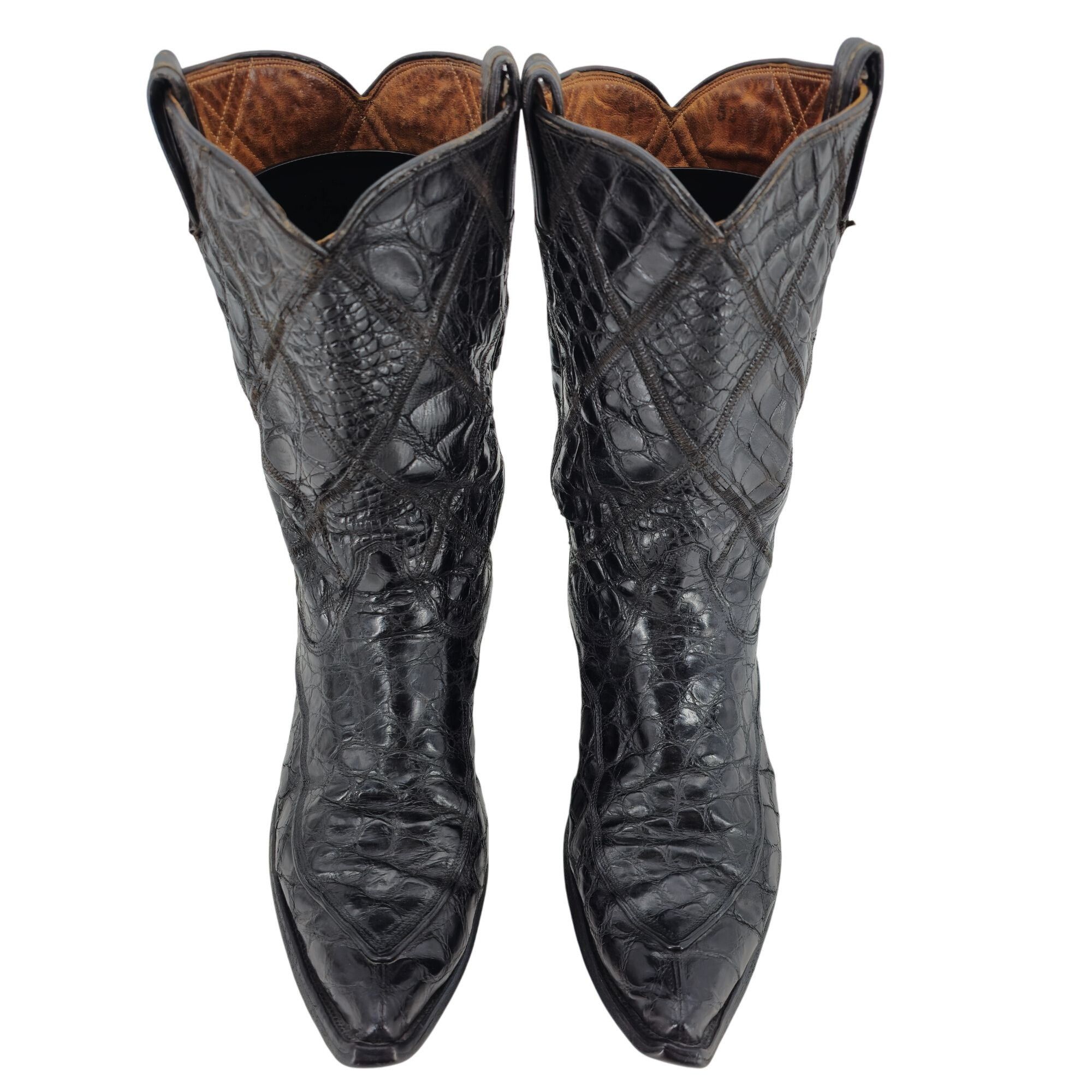 Tony Lama Vintage 1950s Full Alligator Tony Lama Men 8D Black Leather Size US 8 / EU 41 - 9 Thumbnail