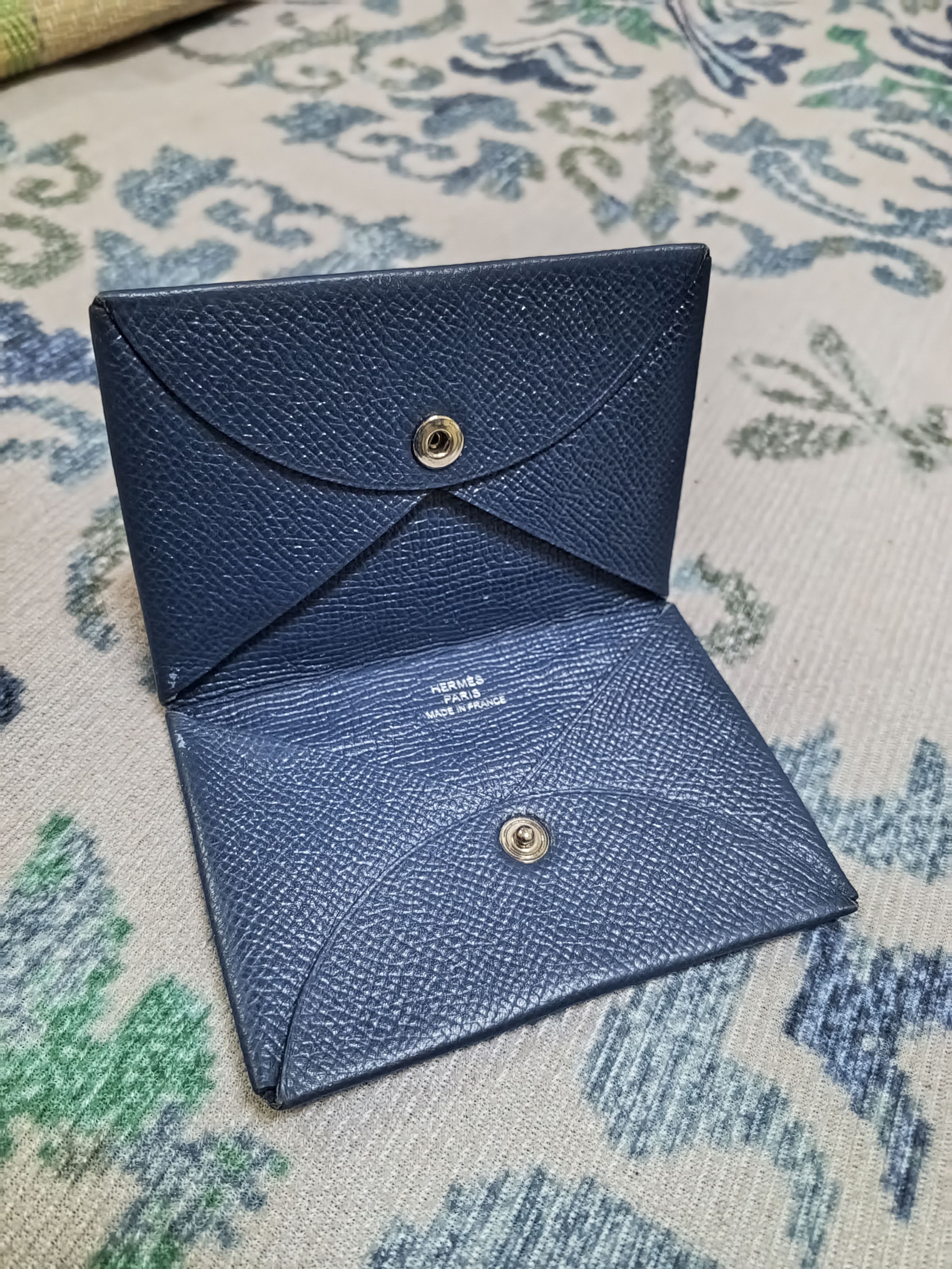 Hermes 🔥HERMES🔥CALVI LEATHER CARD WALLET NAVY BLUE Size ONE SIZE - 1 Thumbnail