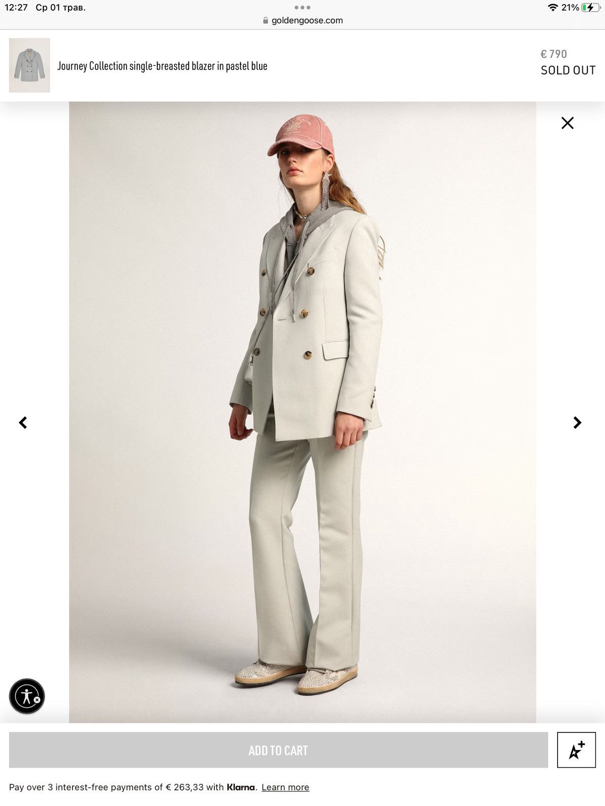Golden Goose Golden Goose Journey Collection single-breasted blazer blue Size S / US 4 / IT 40 - 1 Thumbnail