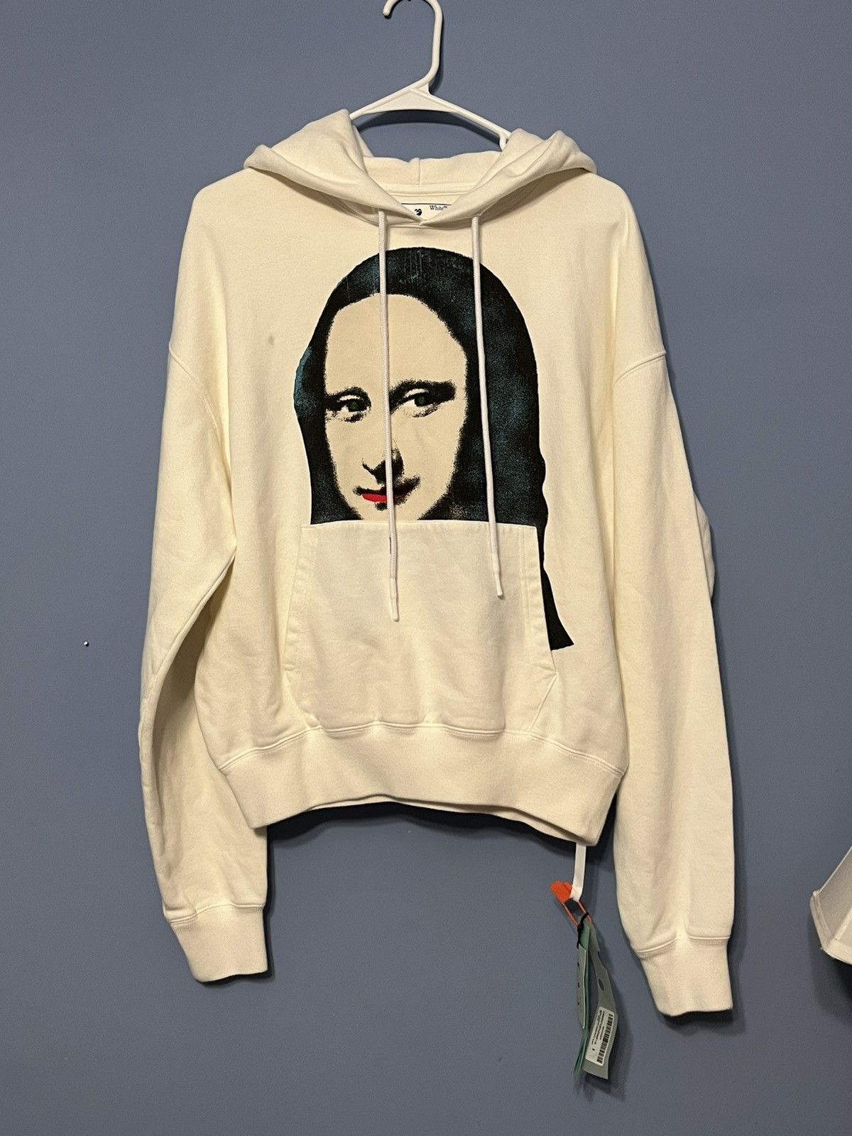 Off-White Mona Lisa hoodie with tags “PIVOT” back