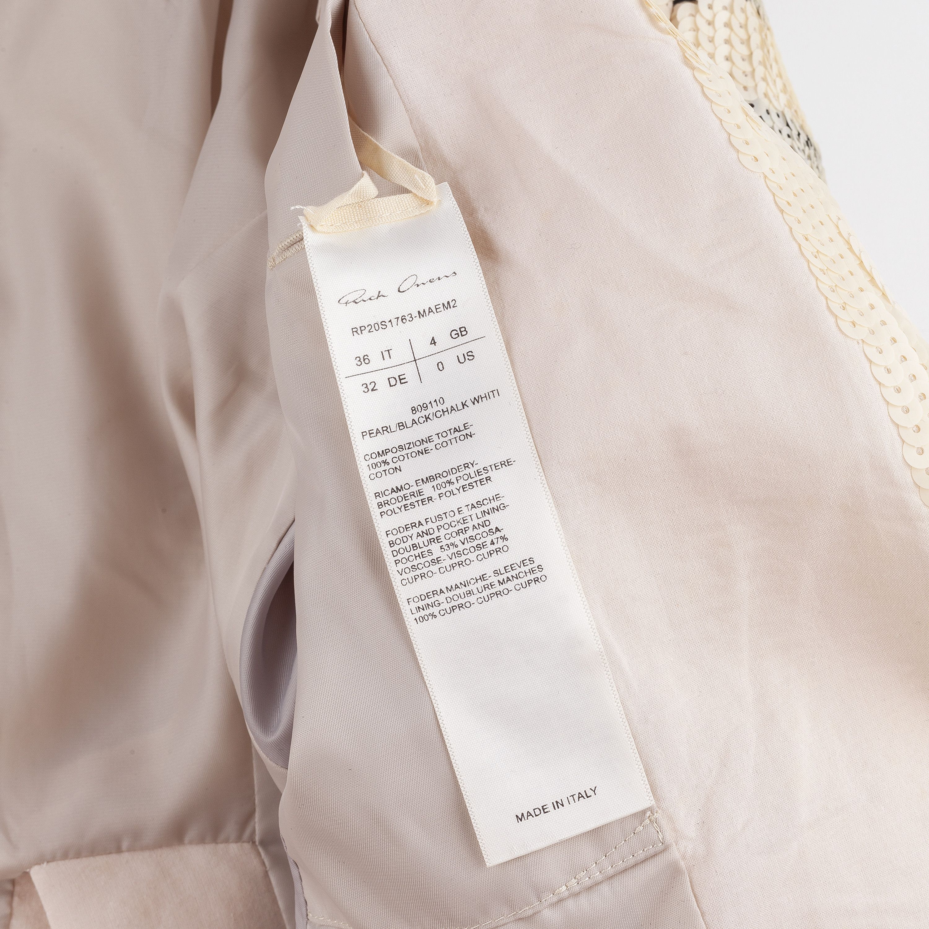 Rick Owens Rick Owens Cropped Sequins White Chalk Blazer Jacket (XS/S) Size US XS / EU 42 / 0 - 13 Thumbnail