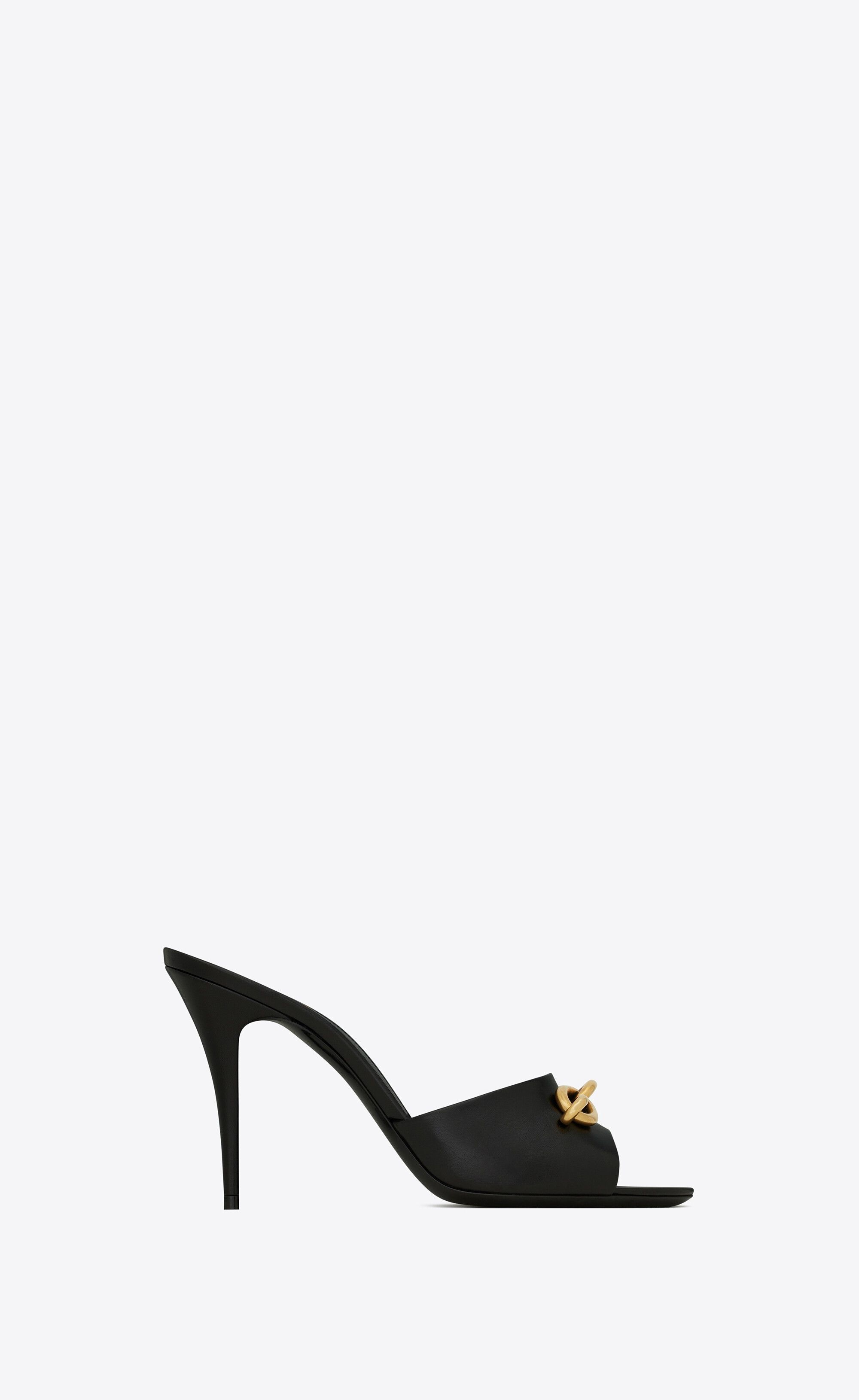 o1s1wg111224 Le Maillon Heeled Mules Smooth Leather in Black