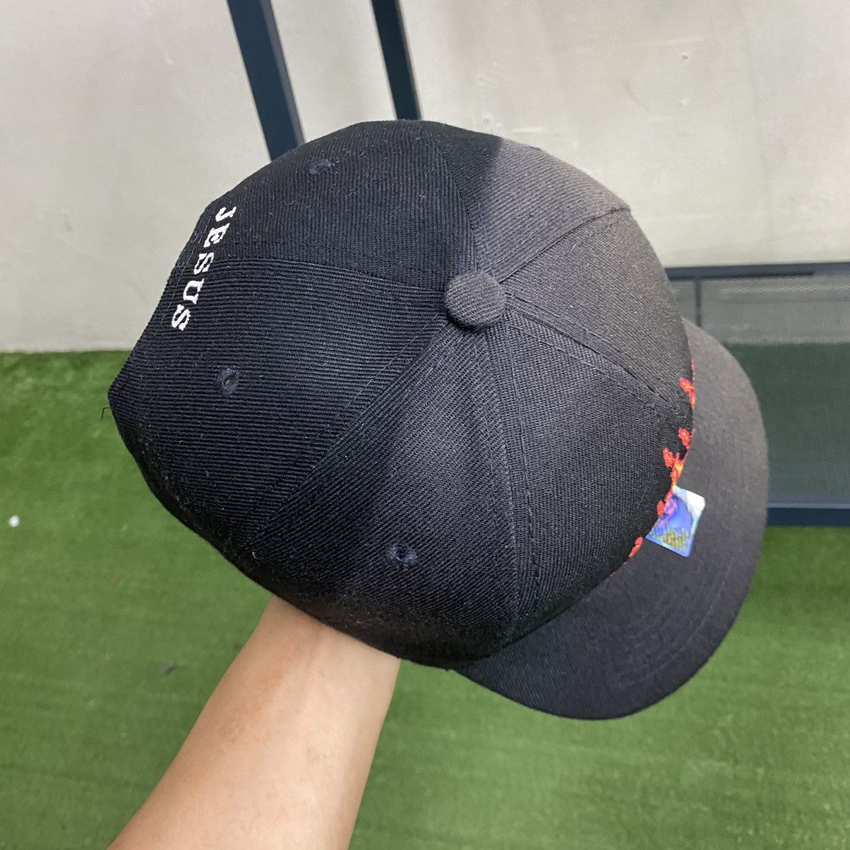 Blackhawk! Vintage Y2K Black Hawk ‘Lord Jesus Christ Savior’ Flame Hat Size ONE SIZE - 7 Thumbnail