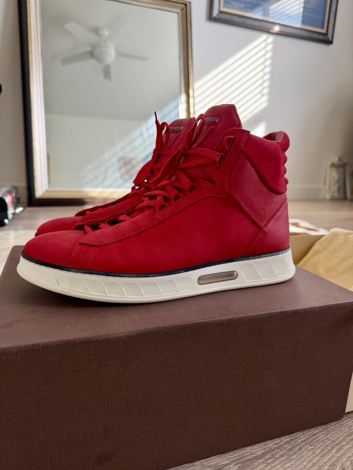 Louis Vuitton Louis Vuitton Street Light High Top Sneaker Red Size US 9 / EU 42 - 1 Thumbnail