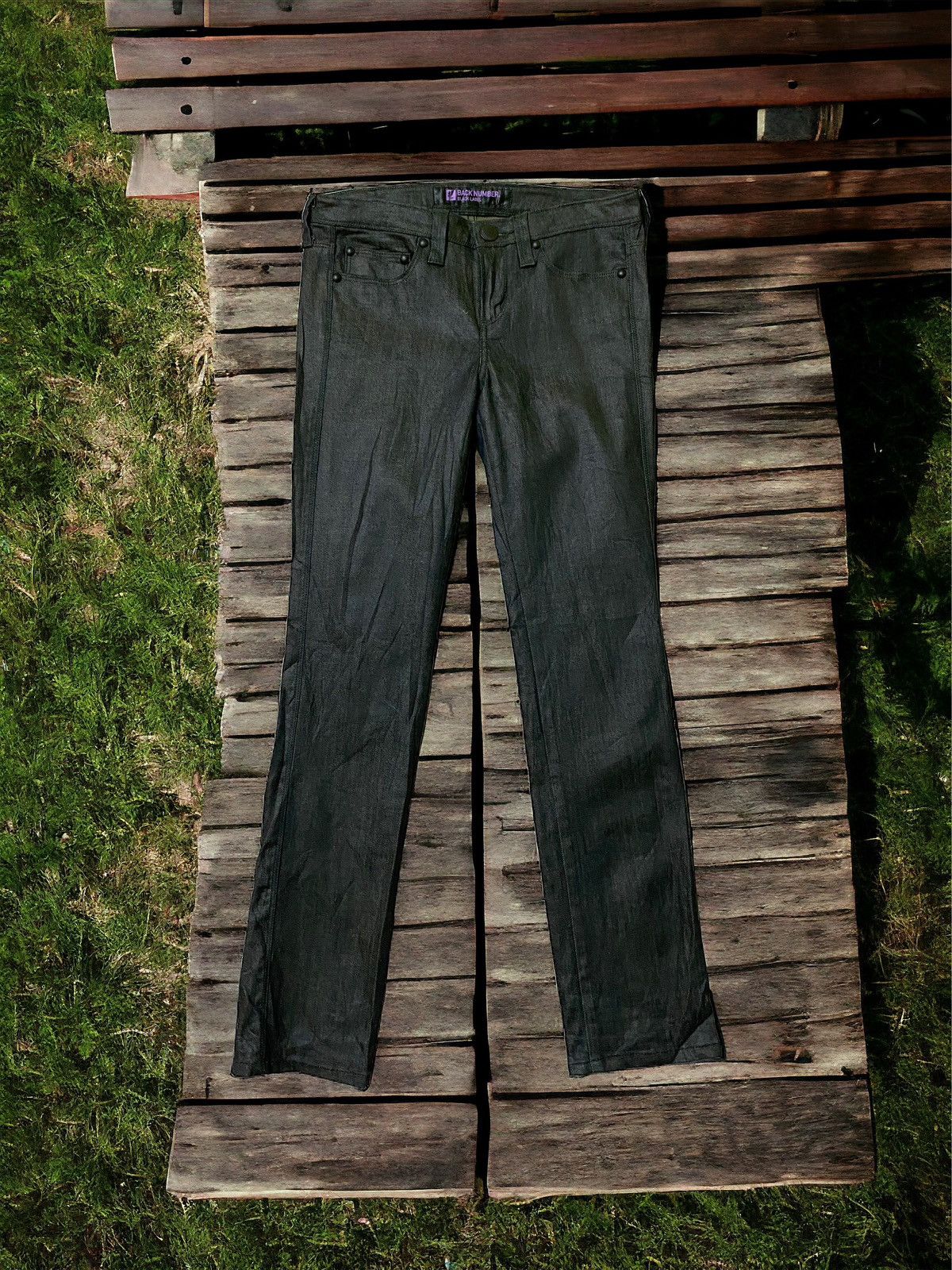 If Six Was Nine × Japanese Brand × Vintage Waxed BACK NUMBER Skinny Low Rise Denim Size US 27 - 1 Thumbnail