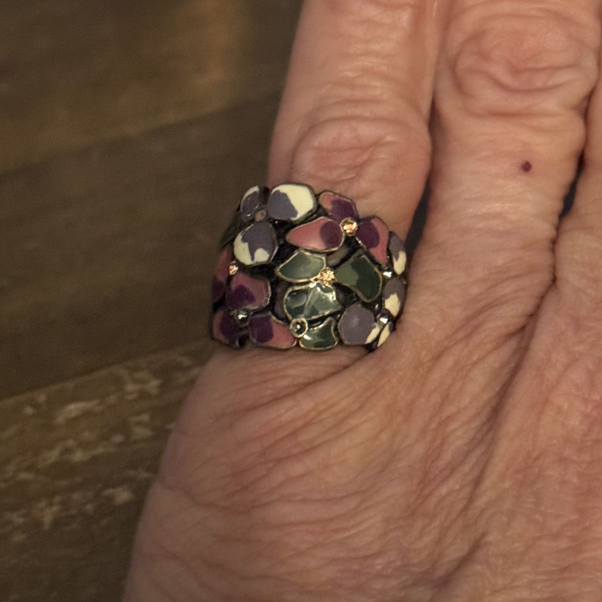 Other Wide multicolor enamel floral ring Size ONE SIZE - 5 Thumbnail