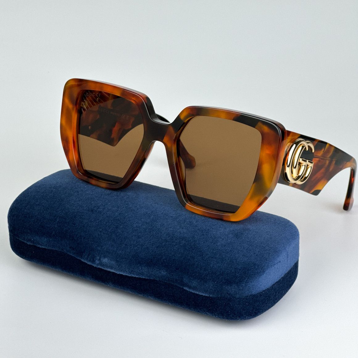 image of New Gucci Gg0956S 007 Cat Eye Unisex Sunglasses GG 0956S in Havana/Brown, Women's