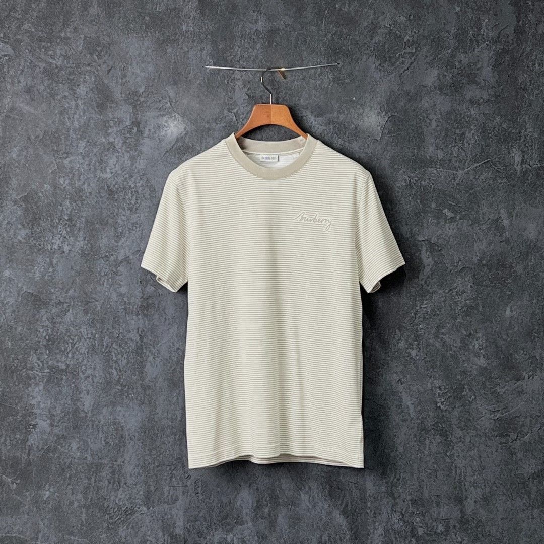 Burberry Burberry Cotton Striped Beige T-Shirt m Men Size US M / EU 48-50 / 2 - 1 Thumbnail