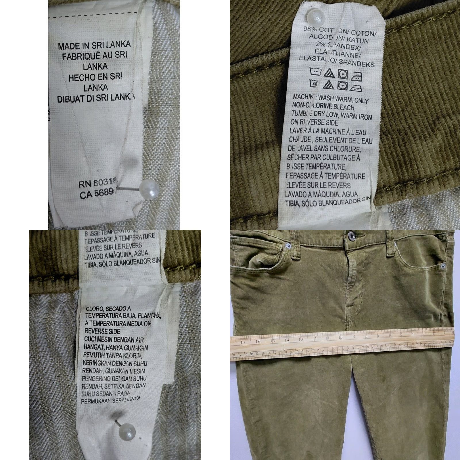 Lucky Brand Lucky Brand Brooke Skinny Corduroy Pants Olive Women Size 10 Size 32" / US 10 / IT 46 - 8 Thumbnail